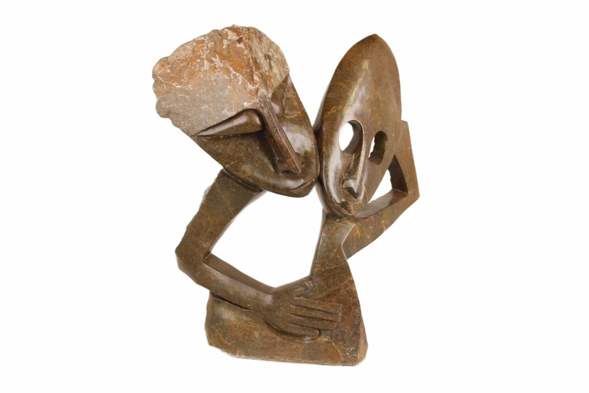 Shona Tribe Serpentine Stone Lovers ~49.2" Tall (New 2026)