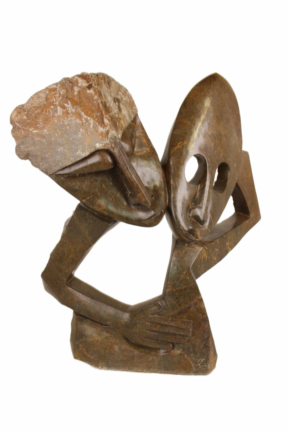Shona Tribe Serpentine Stone Lovers ~49.2" Tall (New 2026)