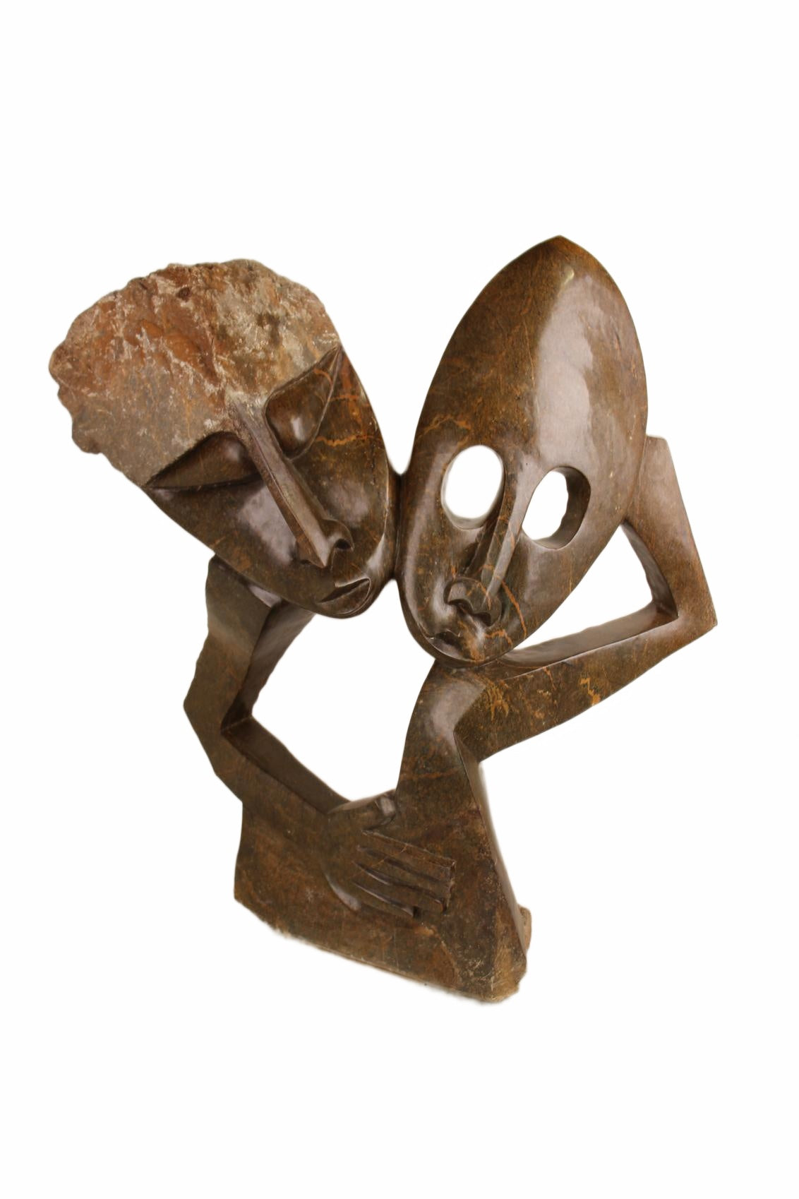 Shona Tribe Serpentine Stone Lovers ~49.2" Tall (New 2026) - Sculpture & Statuary