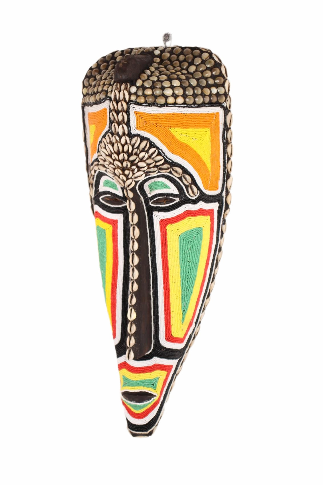 Fang Tribe Beaded Mask ~24.4" Tall (New 2026) - Masks