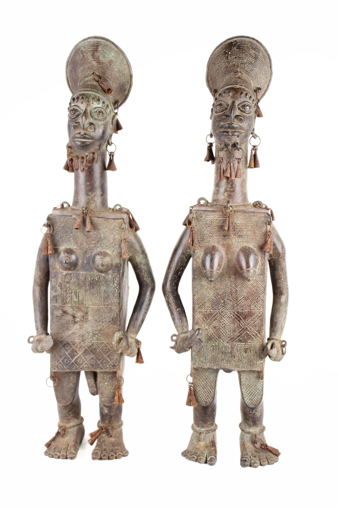 Mangbetu Tribe Bronze Figures ~33.5" Tall (New 2026)