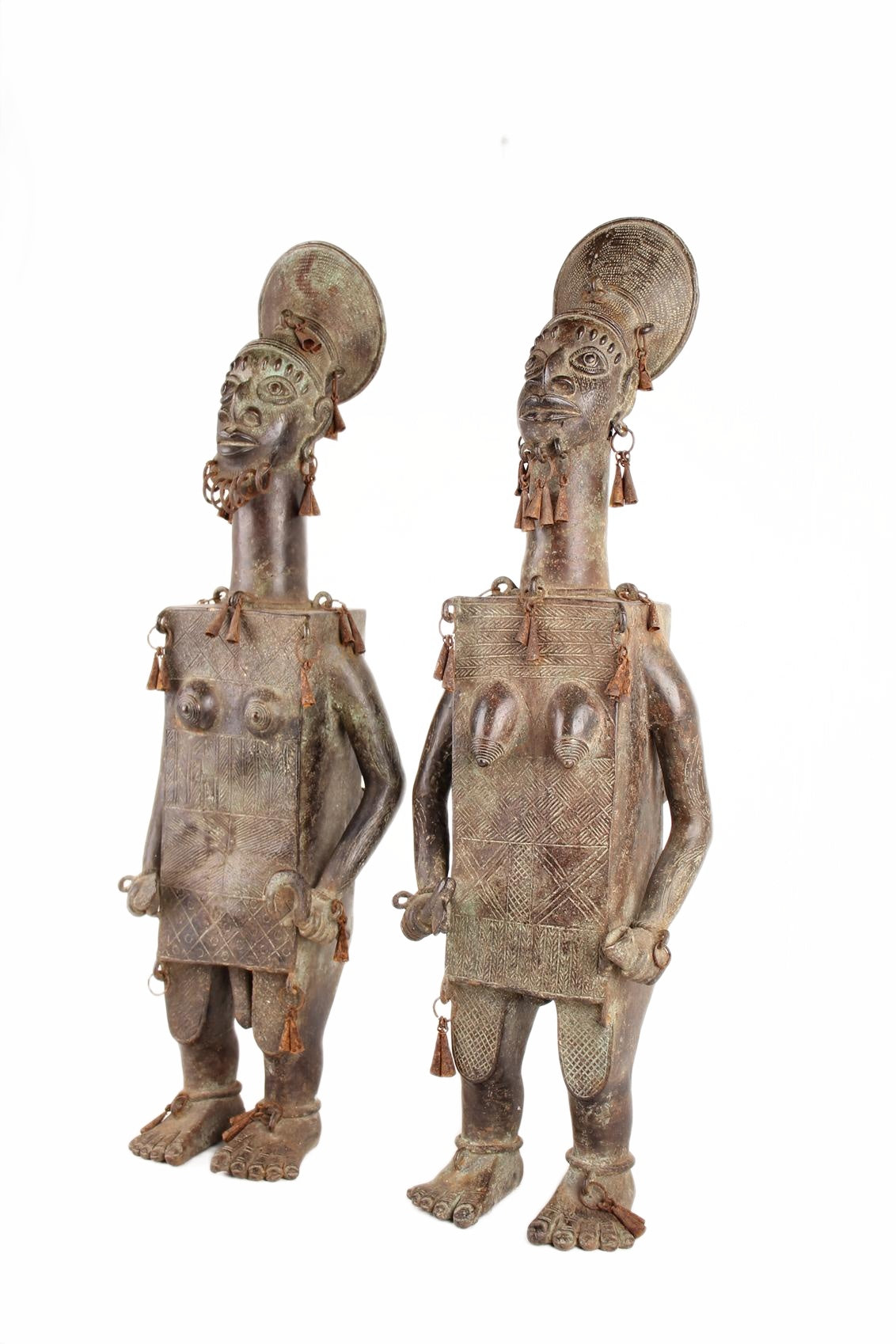 Mangbetu Tribe Bronze Figures ~33.5" Tall (New 2026)