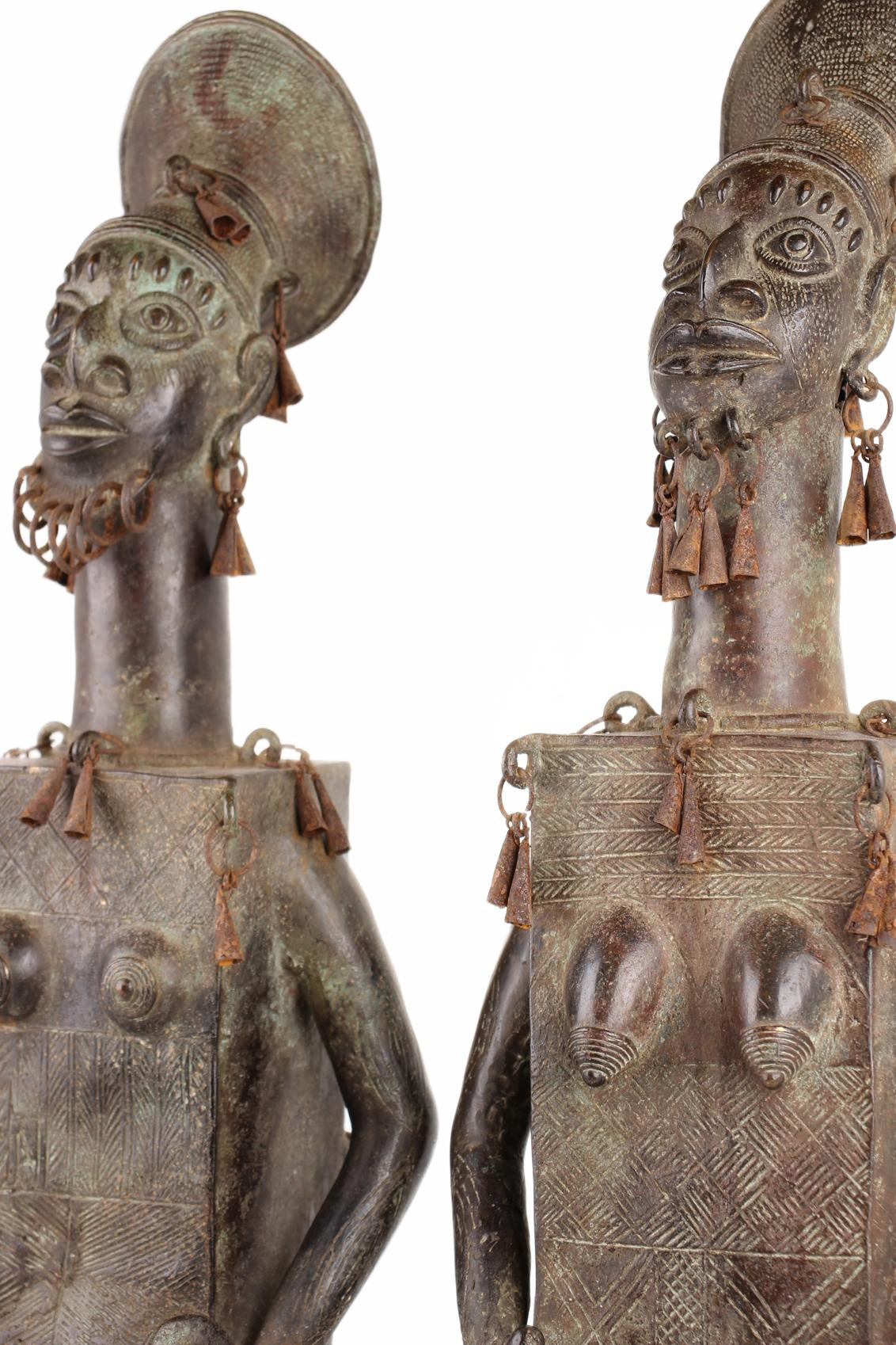 Mangbetu Tribe Bronze Figures ~33.5" Tall (New 2026) - Sculpture & Statuary