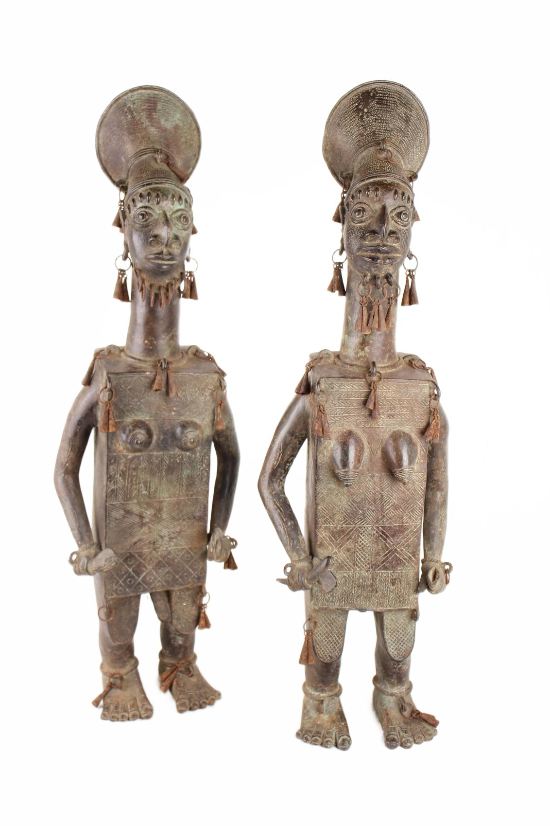 Mangbetu Tribe Bronze Figures ~33.5" Tall (New 2026) - Sculpture & Statuary