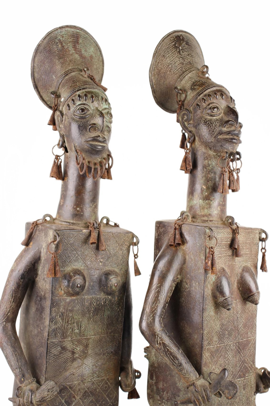 Mangbetu Tribe Bronze Figures ~33.5" Tall (New 2026) - Sculpture & Statuary