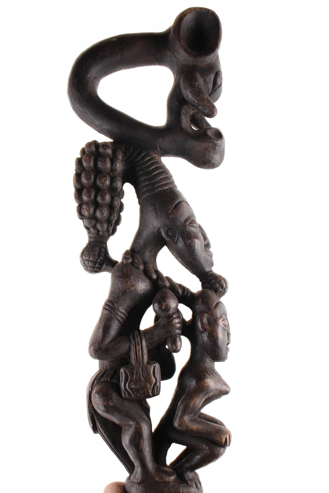 Bamileke Tribe Wooden Walking Stick ~45.3" Tall (New 2026) - Sculpture & Statuary