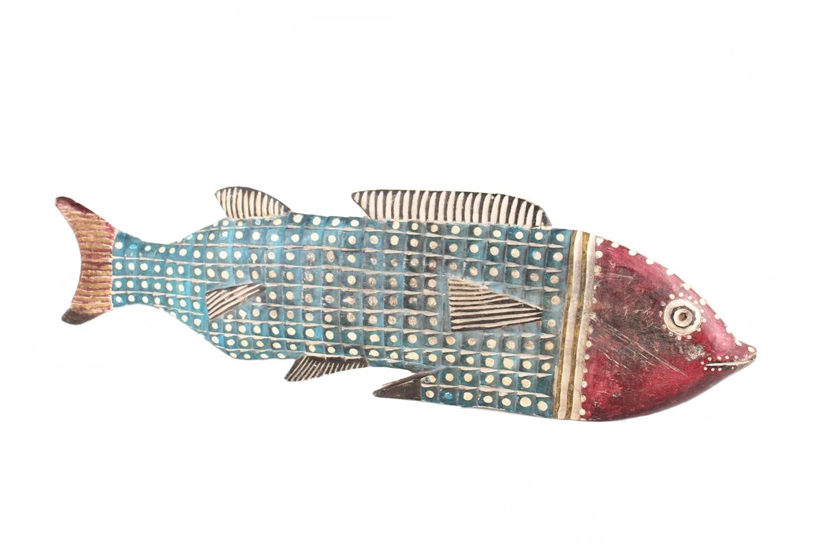 Igbo/Ibo Tribe wooden Painted Fish ~56.7" Tall (New 2026) - Sculpture & Statuary