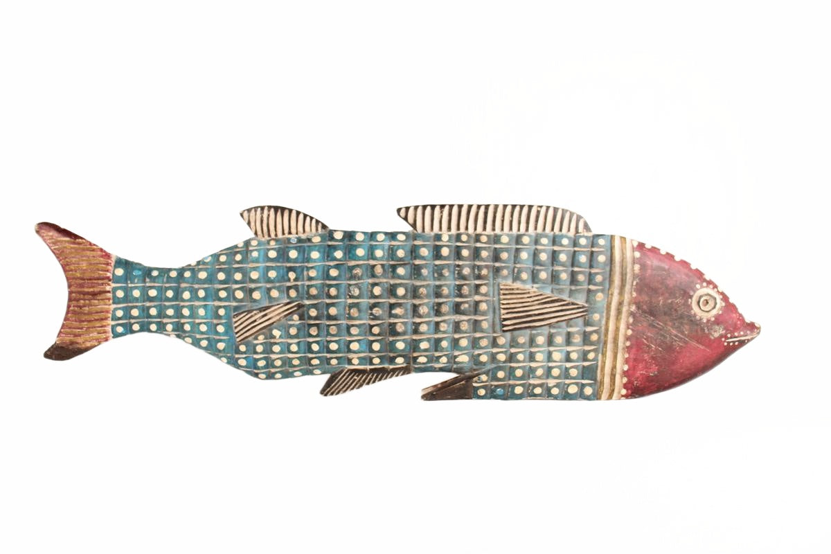 Igbo/Ibo Tribe wooden Painted Fish ~56.7" Tall (New 2026) - Sculpture & Statuary