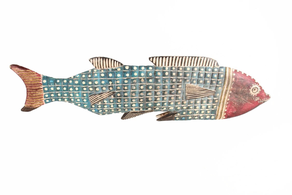 Igbo/Ibo Tribe wooden Painted Fish ~56.7" Tall (New 2026) - Sculpture & Statuary