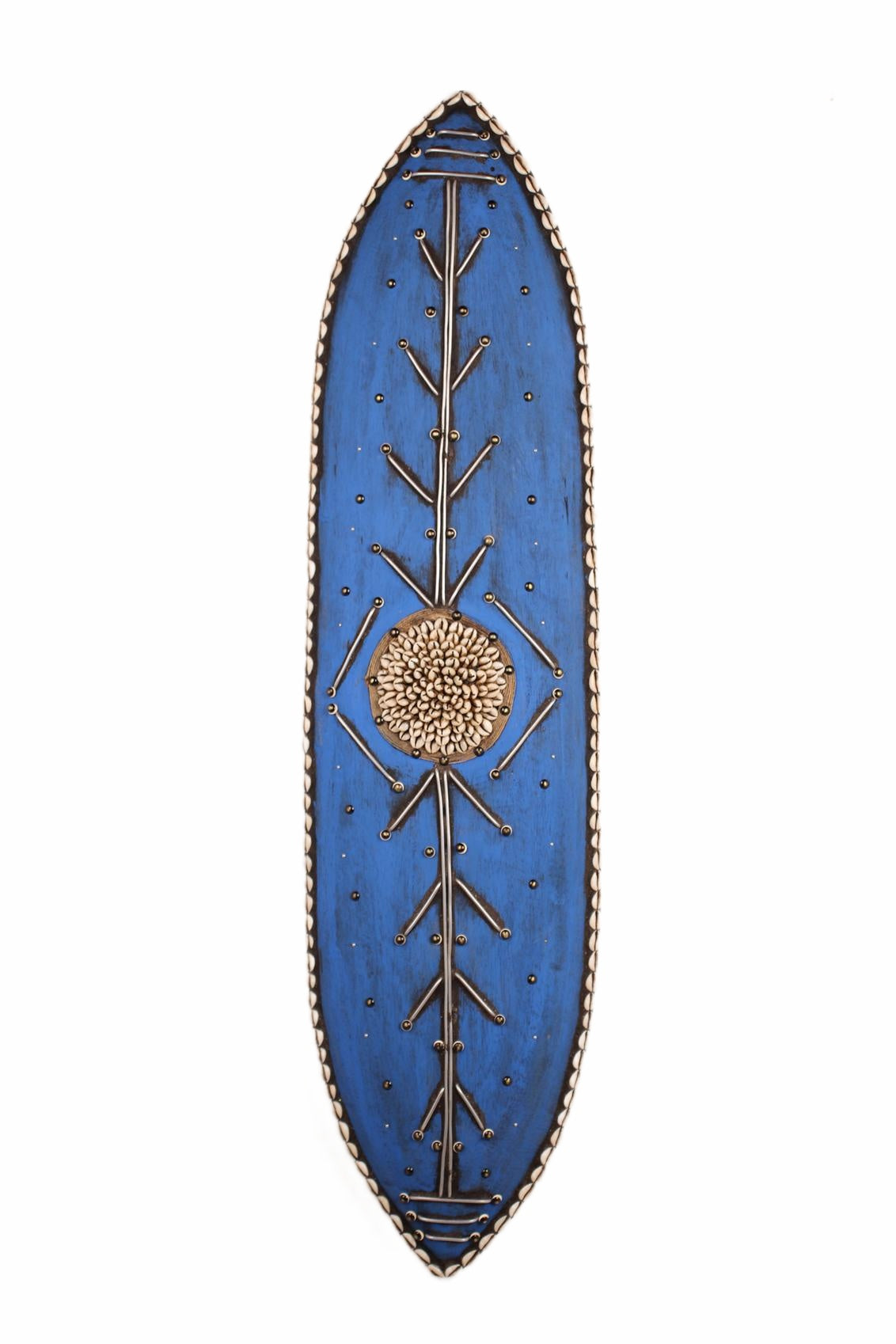 Tikar Tribe Beaded Long Shield ~46.5" Tall (New 2026) - Sculpture & Statuary