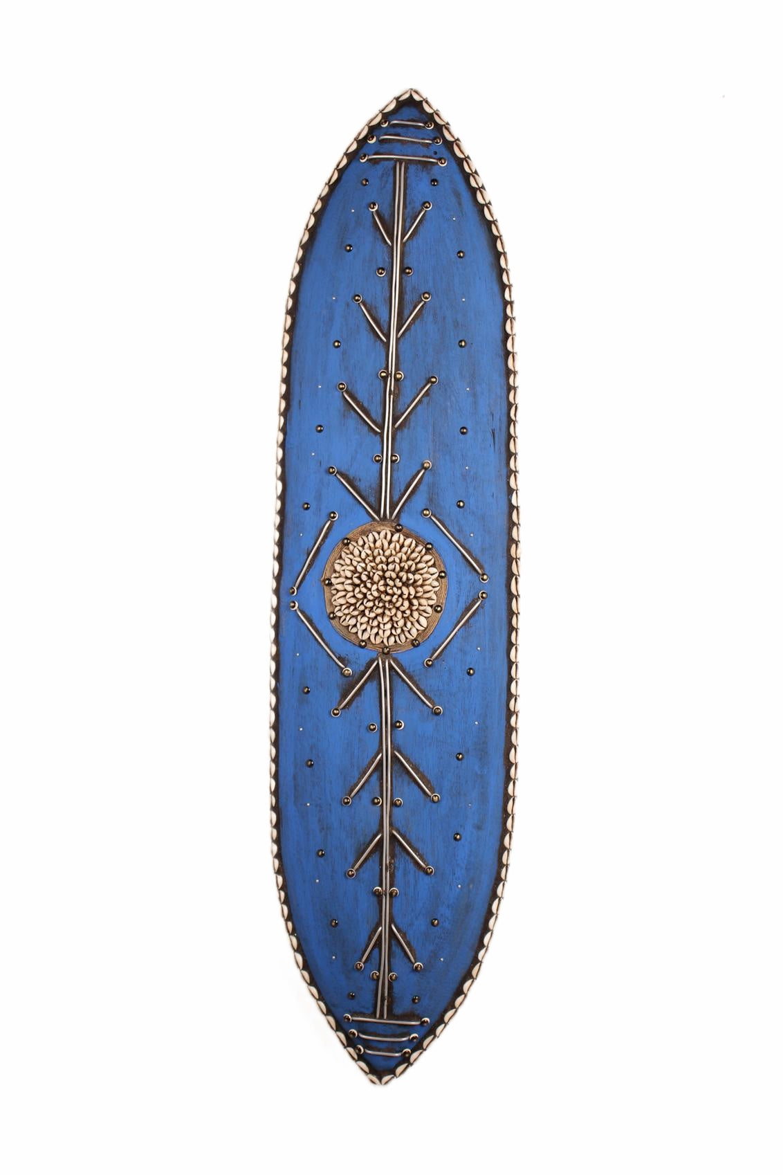 Tikar Tribe Beaded Long Shield ~46.5" Tall (New 2026) - Sculpture & Statuary
