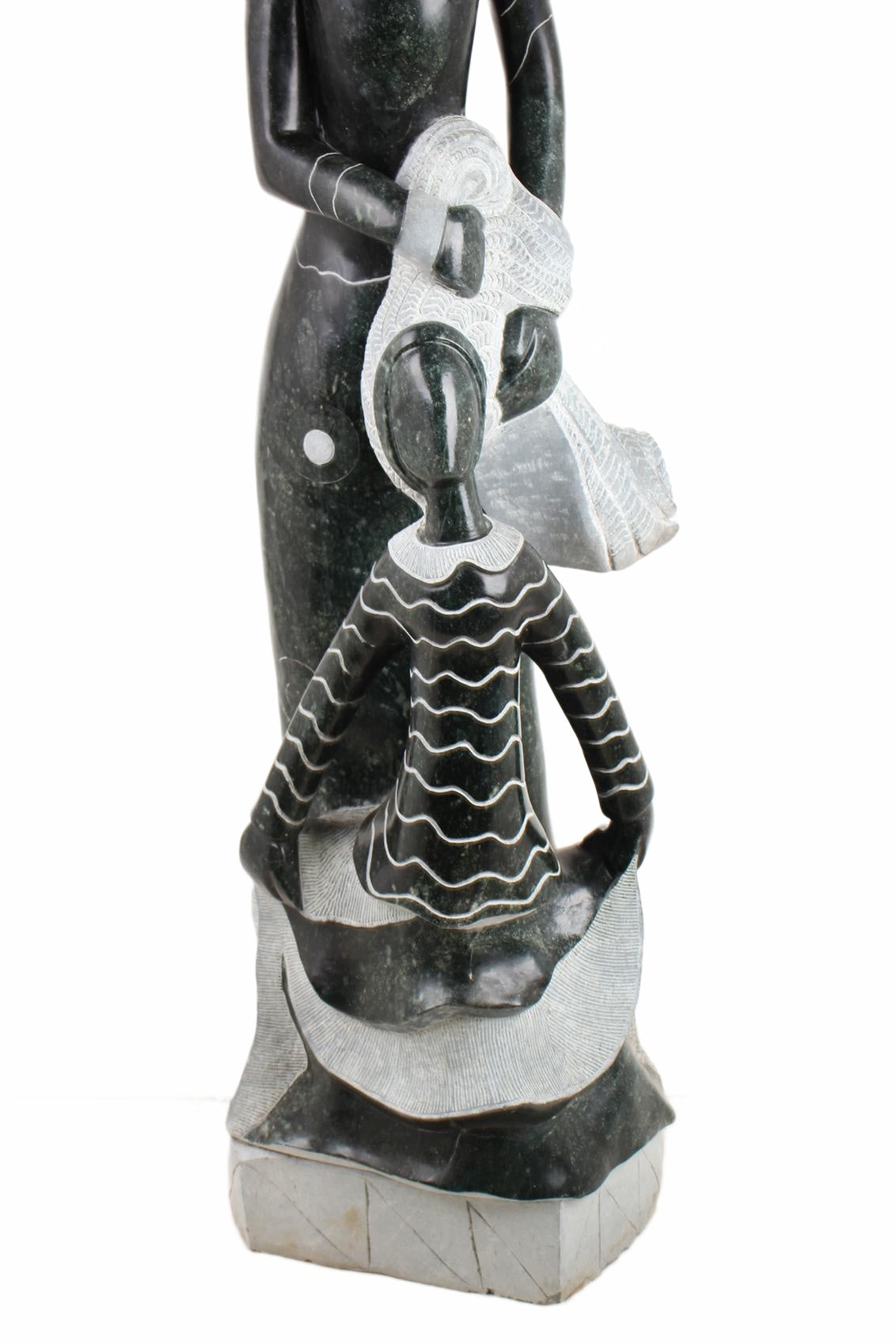 Shona Tribe Opal Stone Mother and Child ~70.9" Tall (New 2026) - Sculpture & Statuary