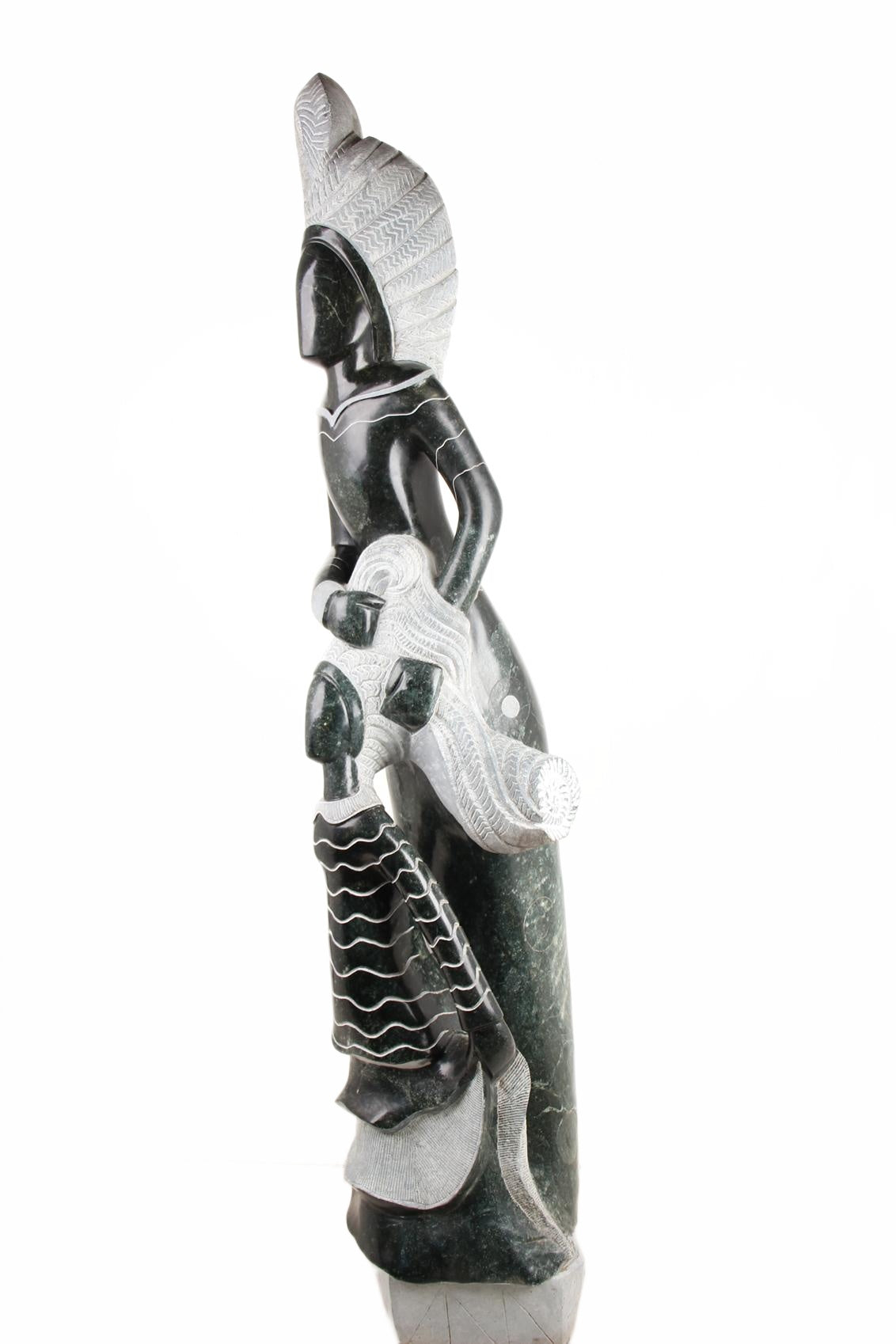 Shona Tribe Opal Stone Mother and Child ~70.9" Tall (New 2026) - Sculpture & Statuary
