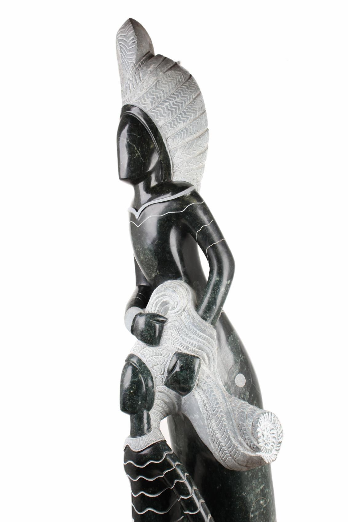 Shona Tribe Opal Stone Mother and Child ~70.9" Tall (New 2026) - Sculpture & Statuary