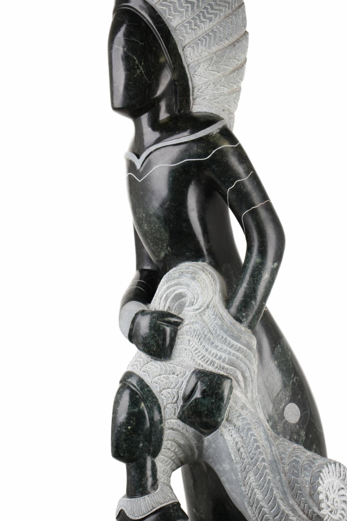 Shona Tribe Opal Stone Mother and Child ~70.9" Tall (New 2026) - Sculpture & Statuary