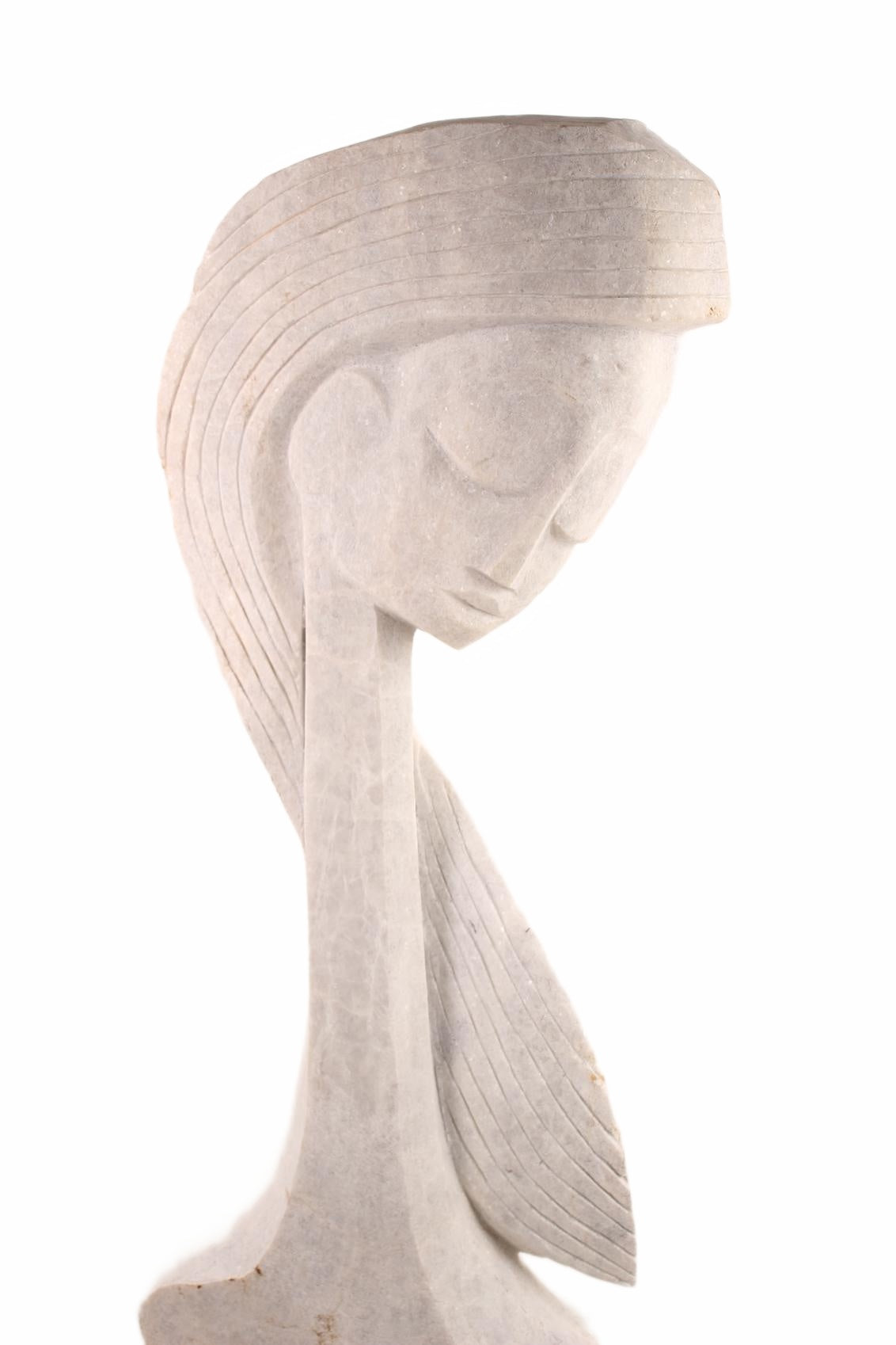Shona Tribe Dolomite Stone Princess ~53.5" Tall (New 2026) - Sculpture & Statuary