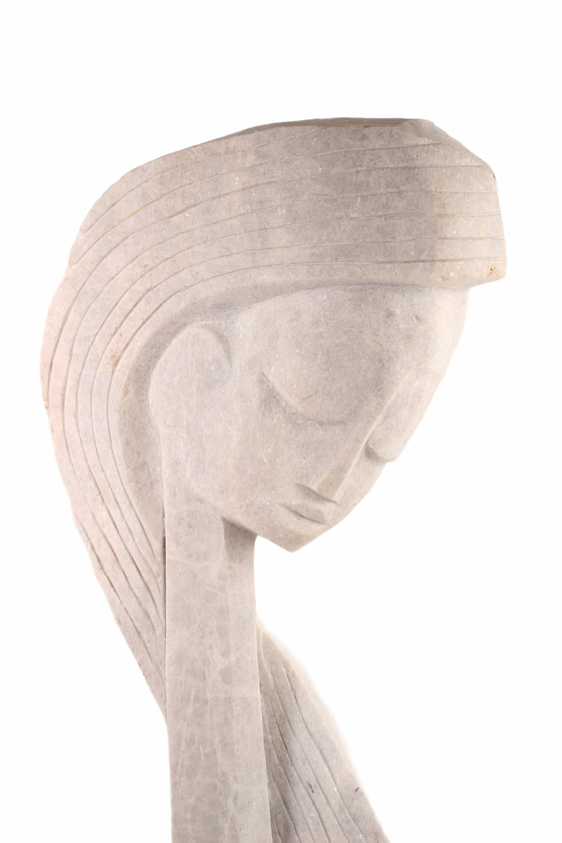 Shona Tribe Dolomite Stone Princess ~53.5" Tall (New 2026) - Sculpture & Statuary