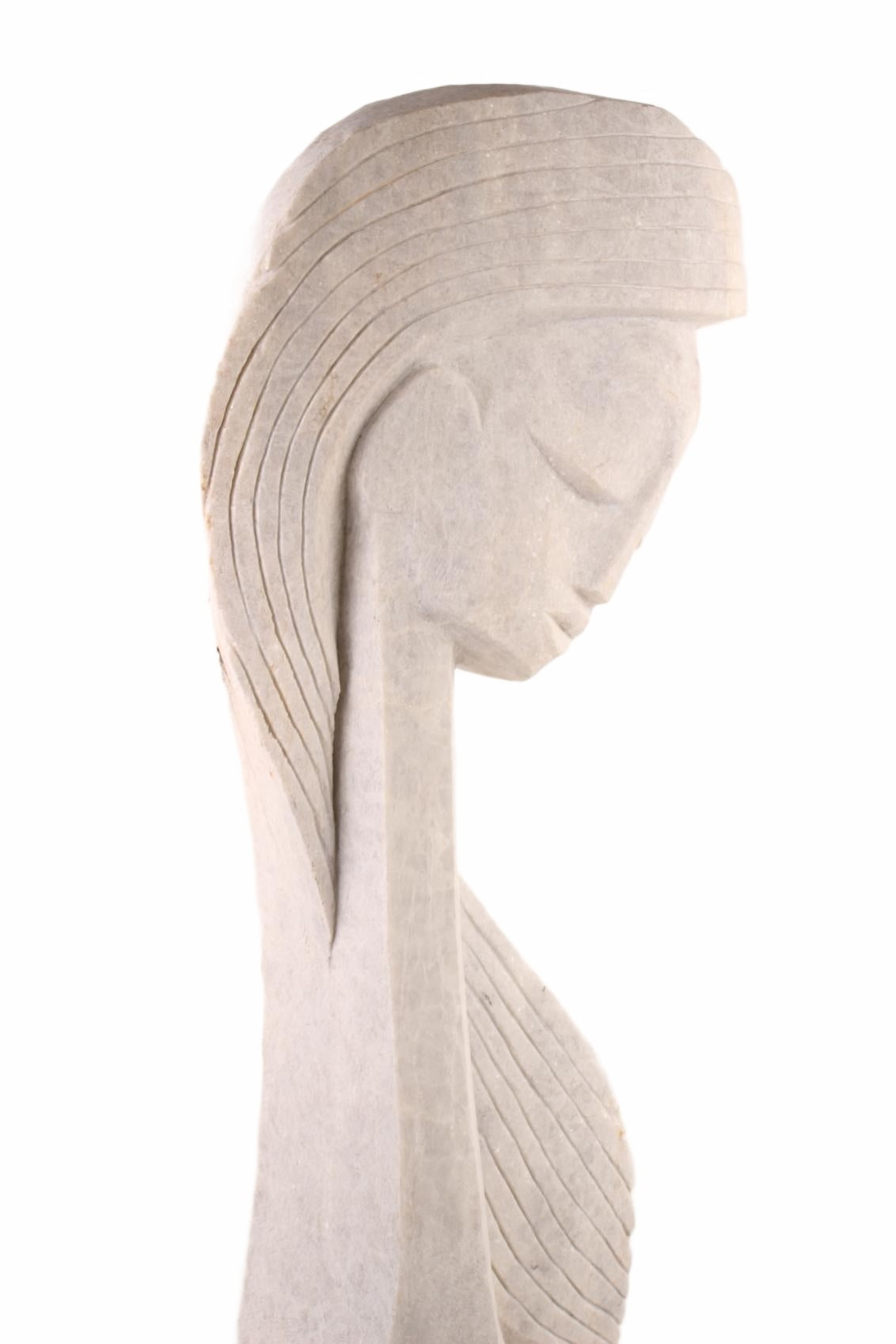 Shona Tribe Dolomite Stone Princess ~53.5" Tall (New 2026) - Sculpture & Statuary