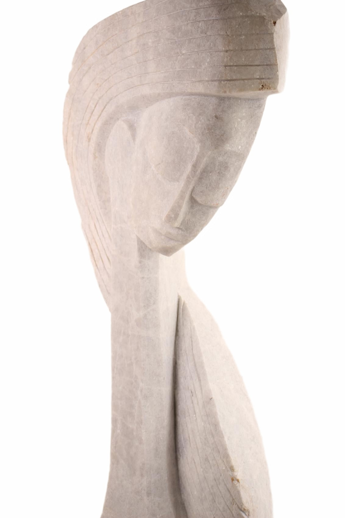 Shona Tribe Dolomite Stone Princess ~53.5" Tall (New 2026) - Sculpture & Statuary