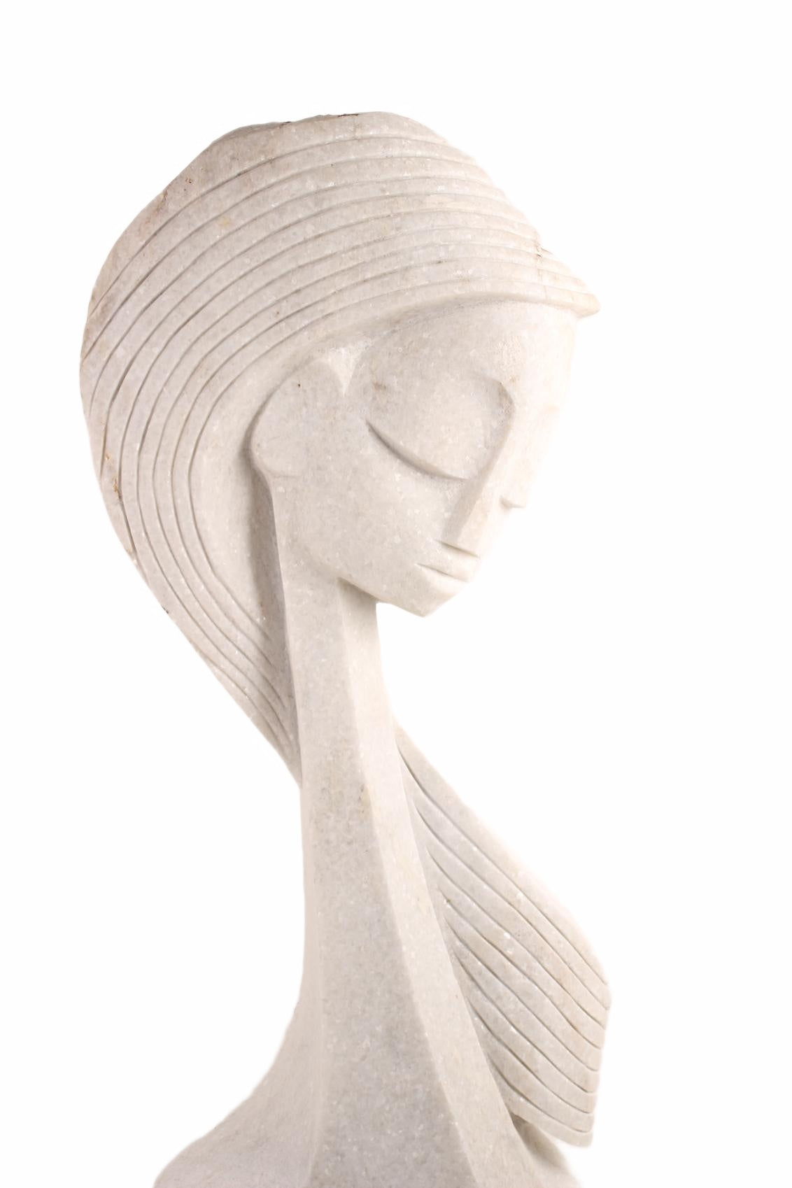 Shona Tribe Dolomite Stone Princess ~50.4" Tall (New 2026) - Sculpture & Statuary