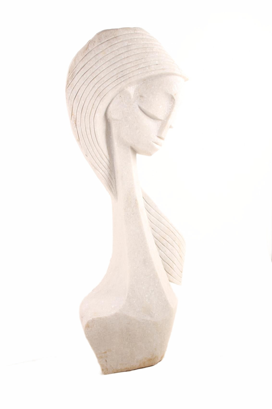 Shona Tribe Dolomite Stone Princess ~50.4" Tall (New 2026) - Sculpture & Statuary