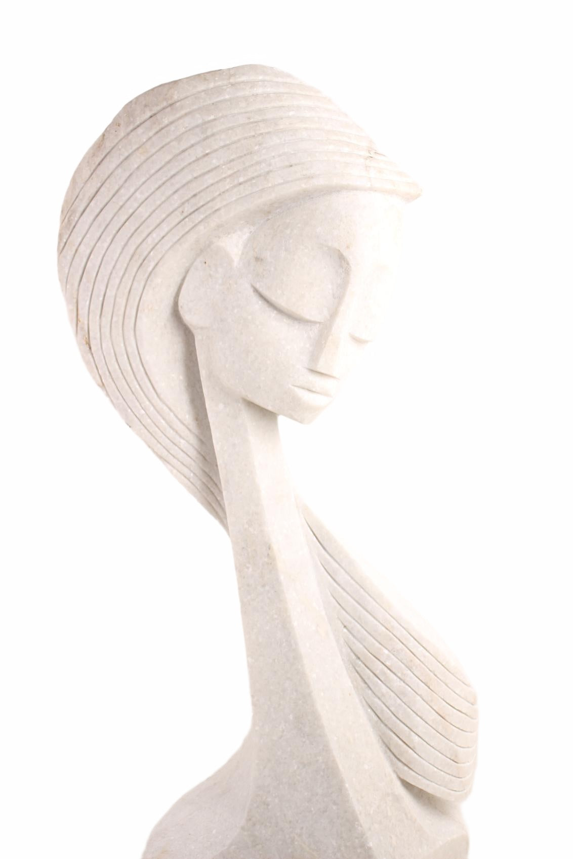 Shona Tribe Dolomite Stone Princess ~50.4" Tall (New 2026) - Sculpture & Statuary