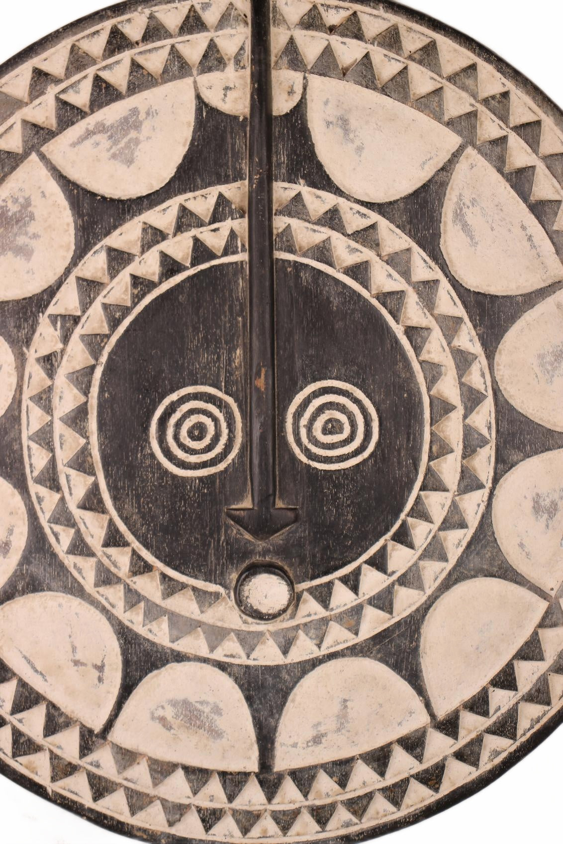 Bamileke Tribe Oval Shaped Wooden Shield ~23.6" Tall (New 2026) - Sculpture & Statuary