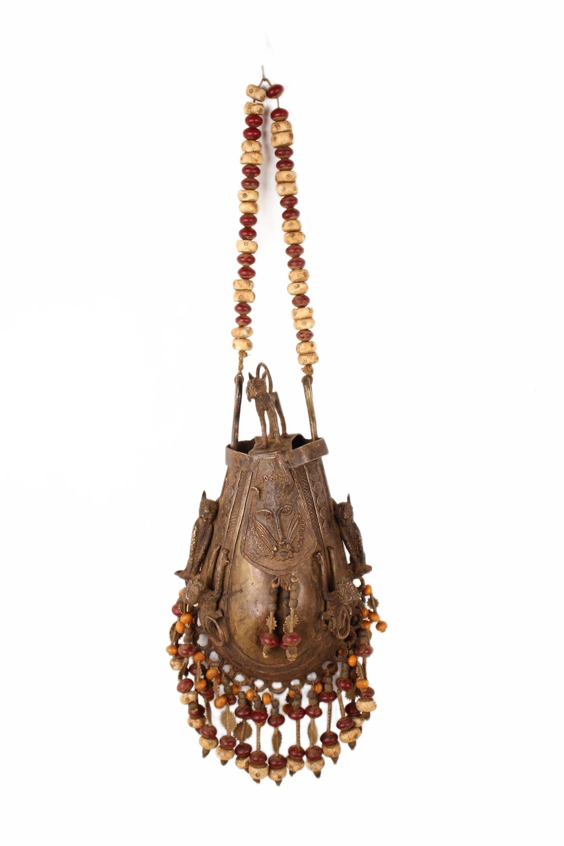 Edo Tribe Benin Bronze Medicine Pouch ~29.5" Tall (New 2026) - Sculpture & Statuary