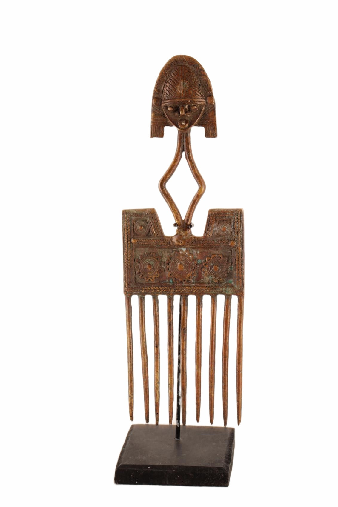 Bakota Tribe Bronze Comb ~14.2" Tall (New 2026) - Sculpture & Statuary
