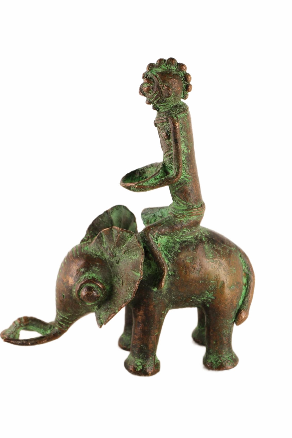 Sao/Kotoko Tribe Bronze Elephant Rider ~9.8" Tall (New 2026) - Sculpture & Statuary