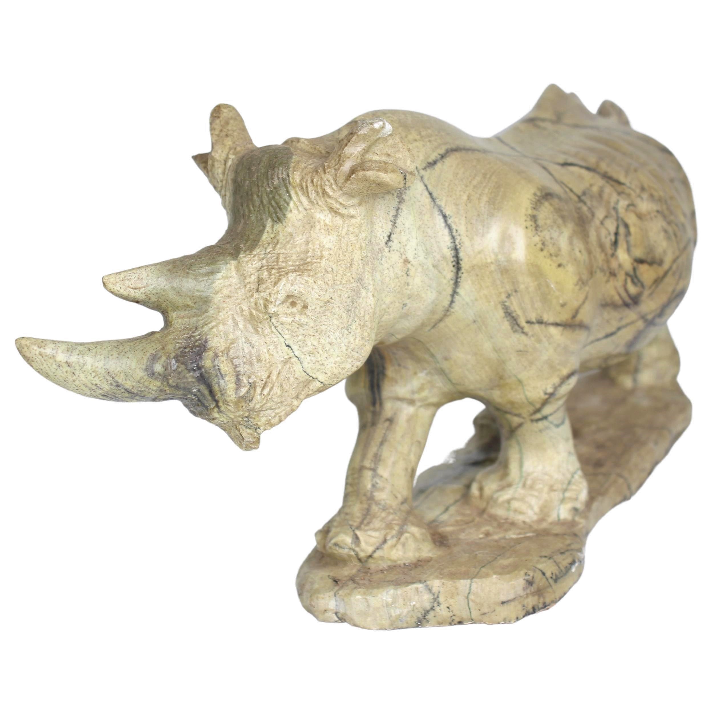 Shona Tribe Butter Jade Rhino ~6.7" Tall - Rhino
