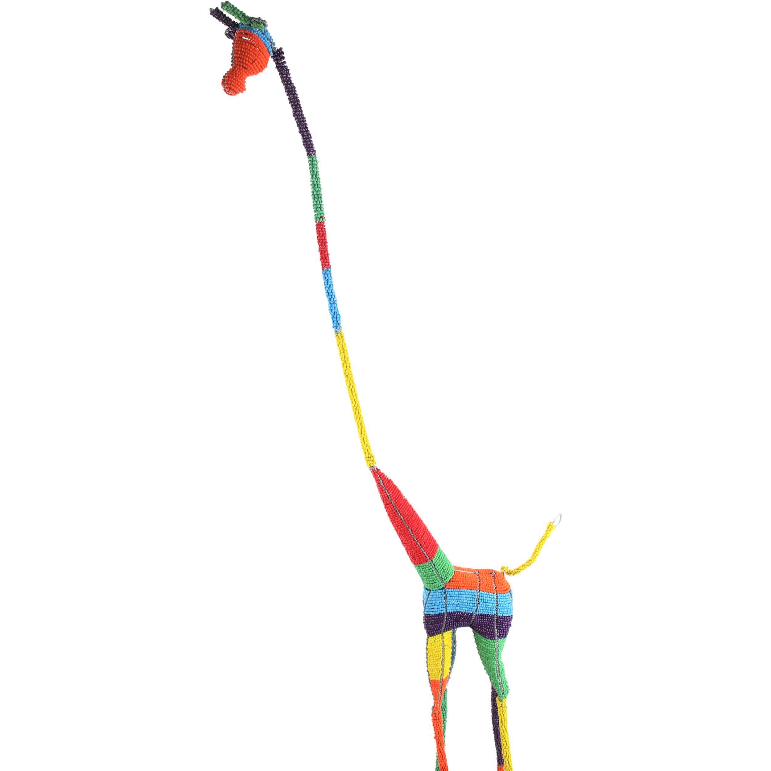 Shona Tribe Wire and Beaded Animals - Giraffe ~70.5" Tall