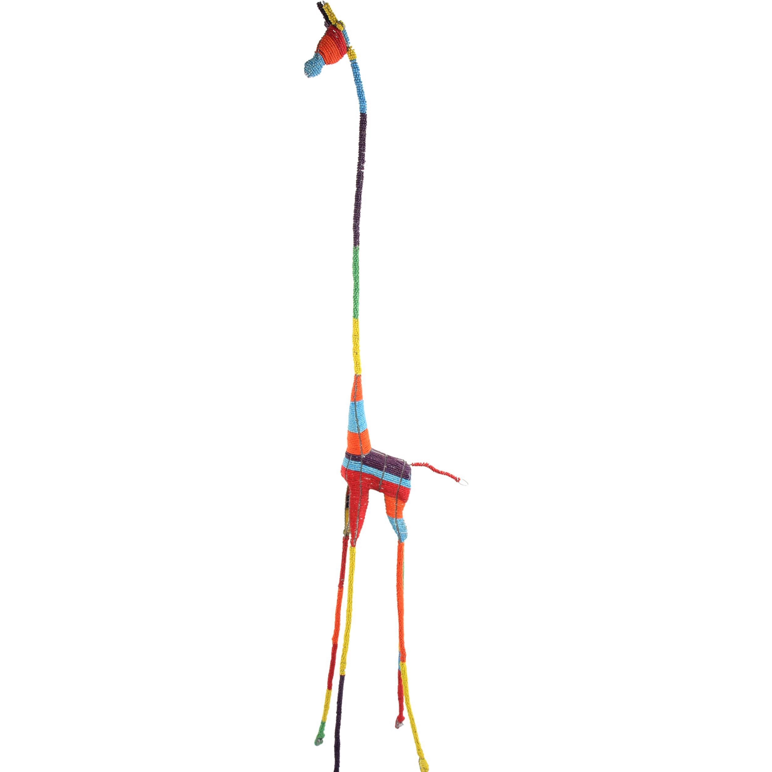 Shona Tribe Wire and Beaded Animals - Giraffe ~72.4" Tall - Wire and Beaded Animals
