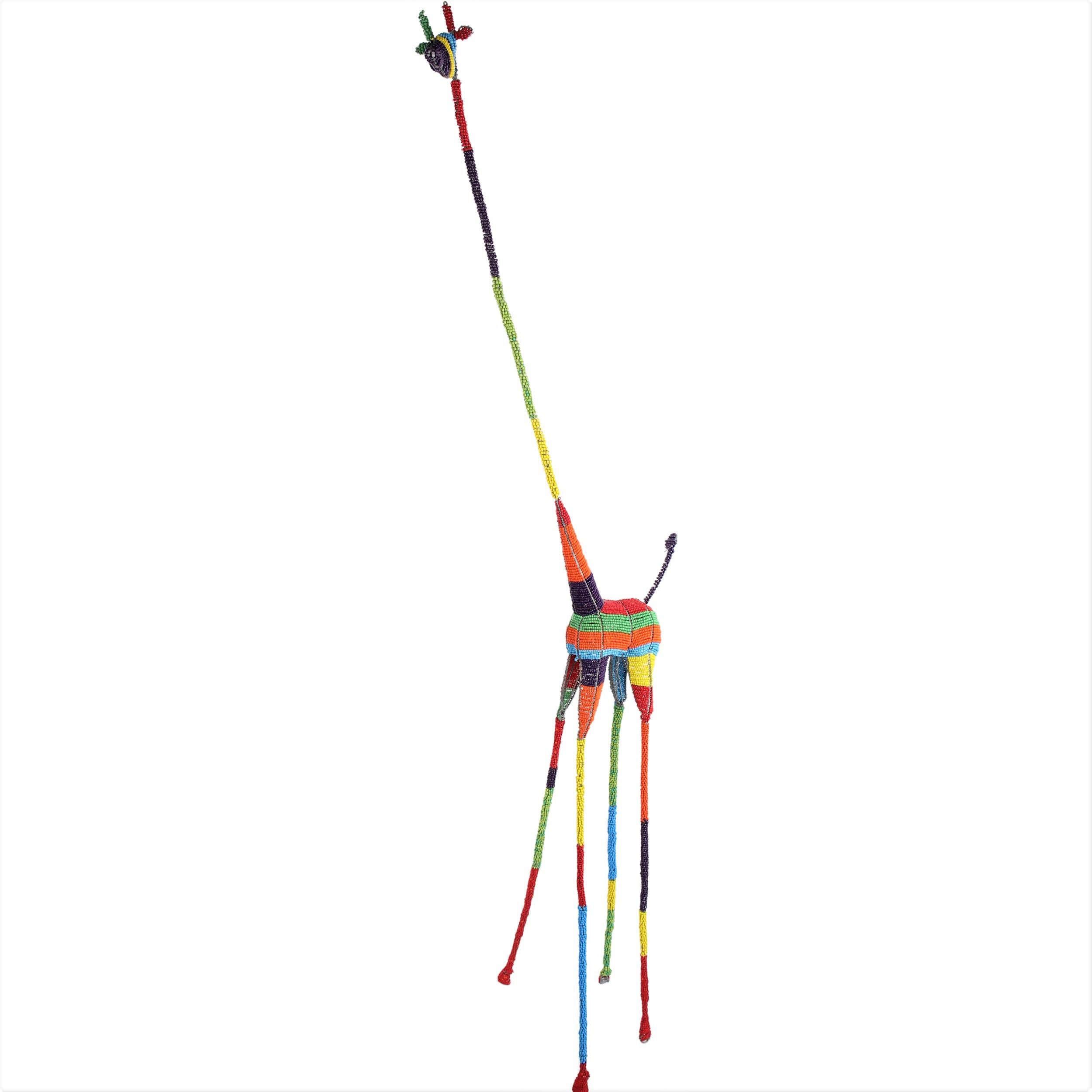 Shona Tribe Wire and Beaded Animals - Giraffe ~73.2" Tall - Wire and Beaded Animals
