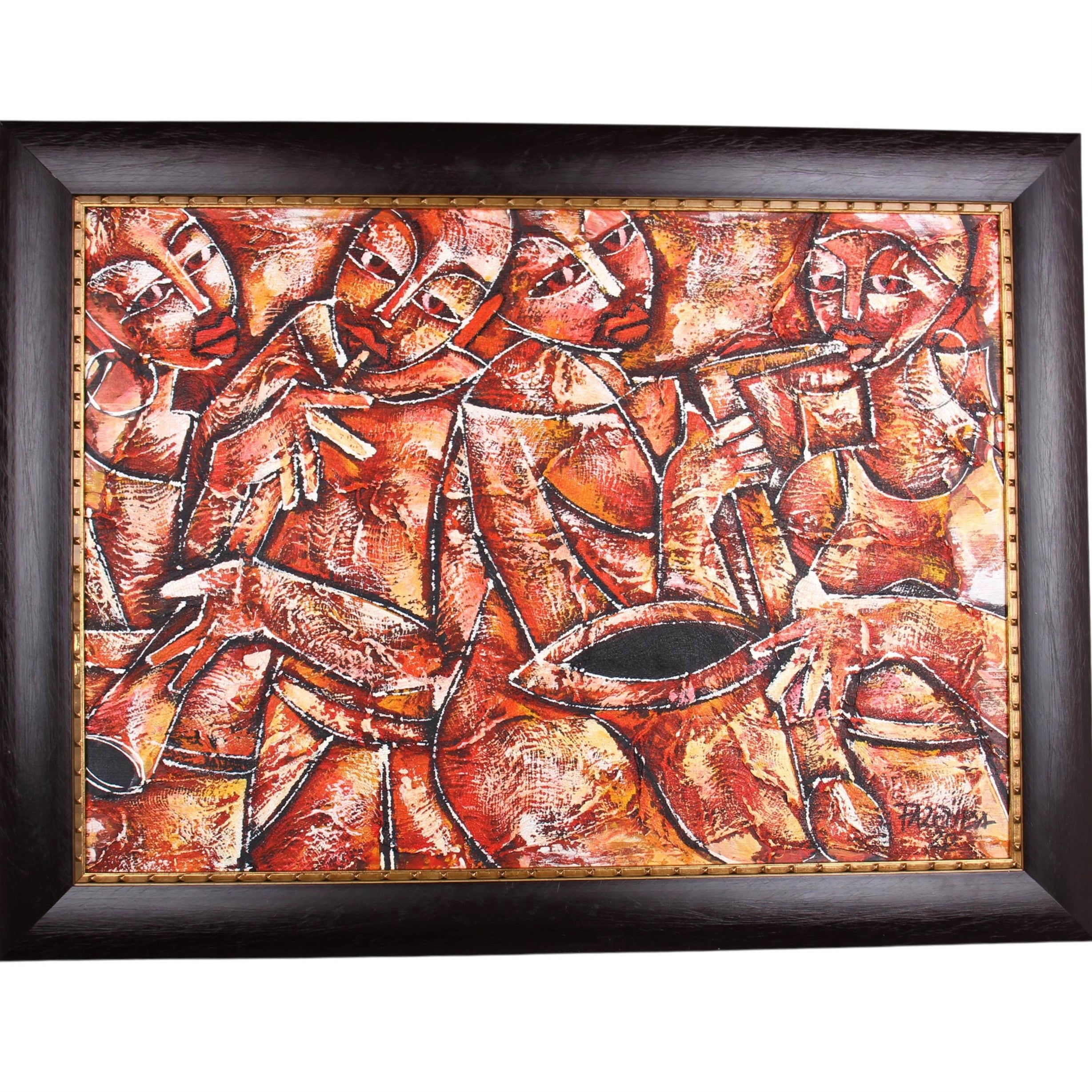 Zulu Tribe Framed Art  ~29.9" Tall