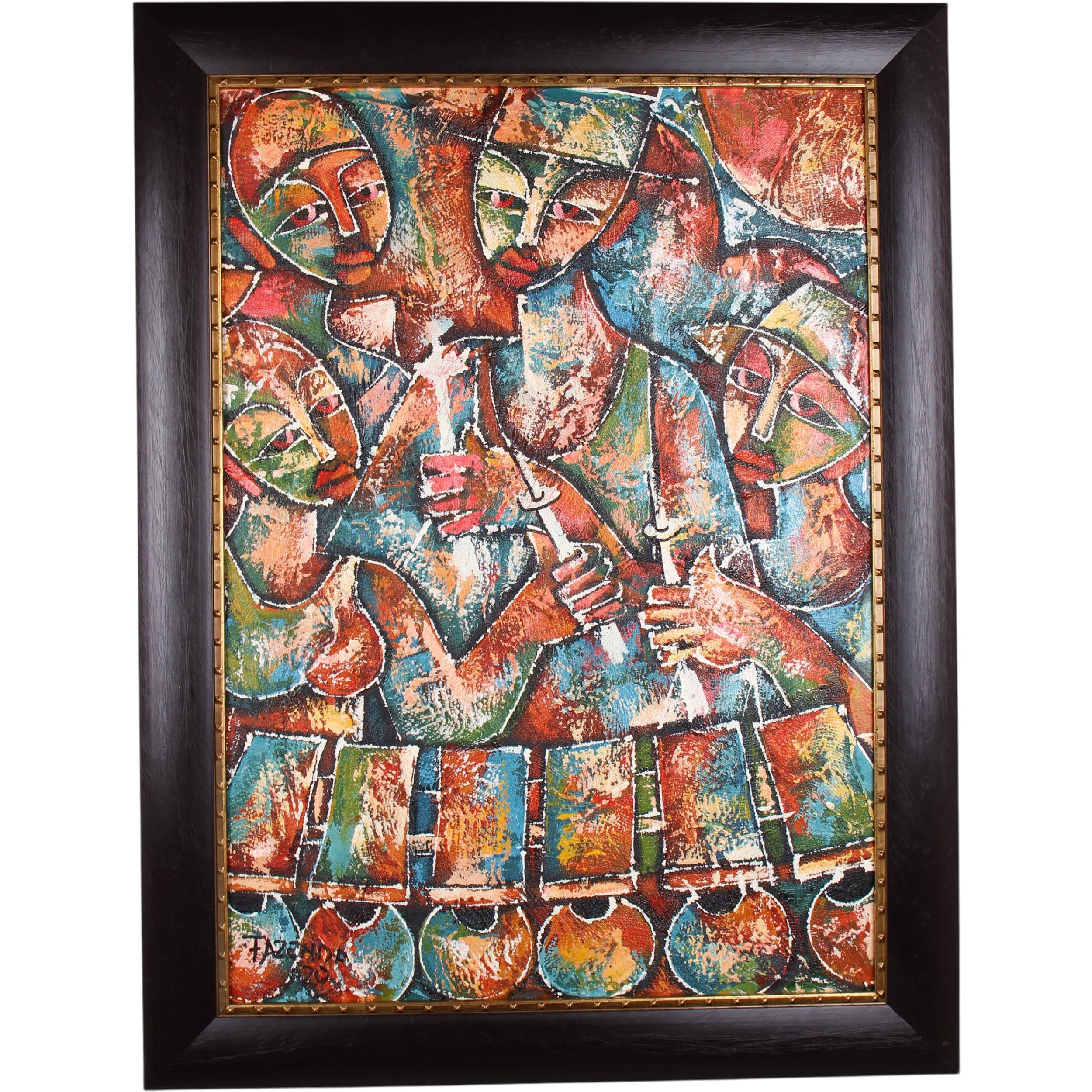 Zulu Tribe Framed Art ~39.4" Tall