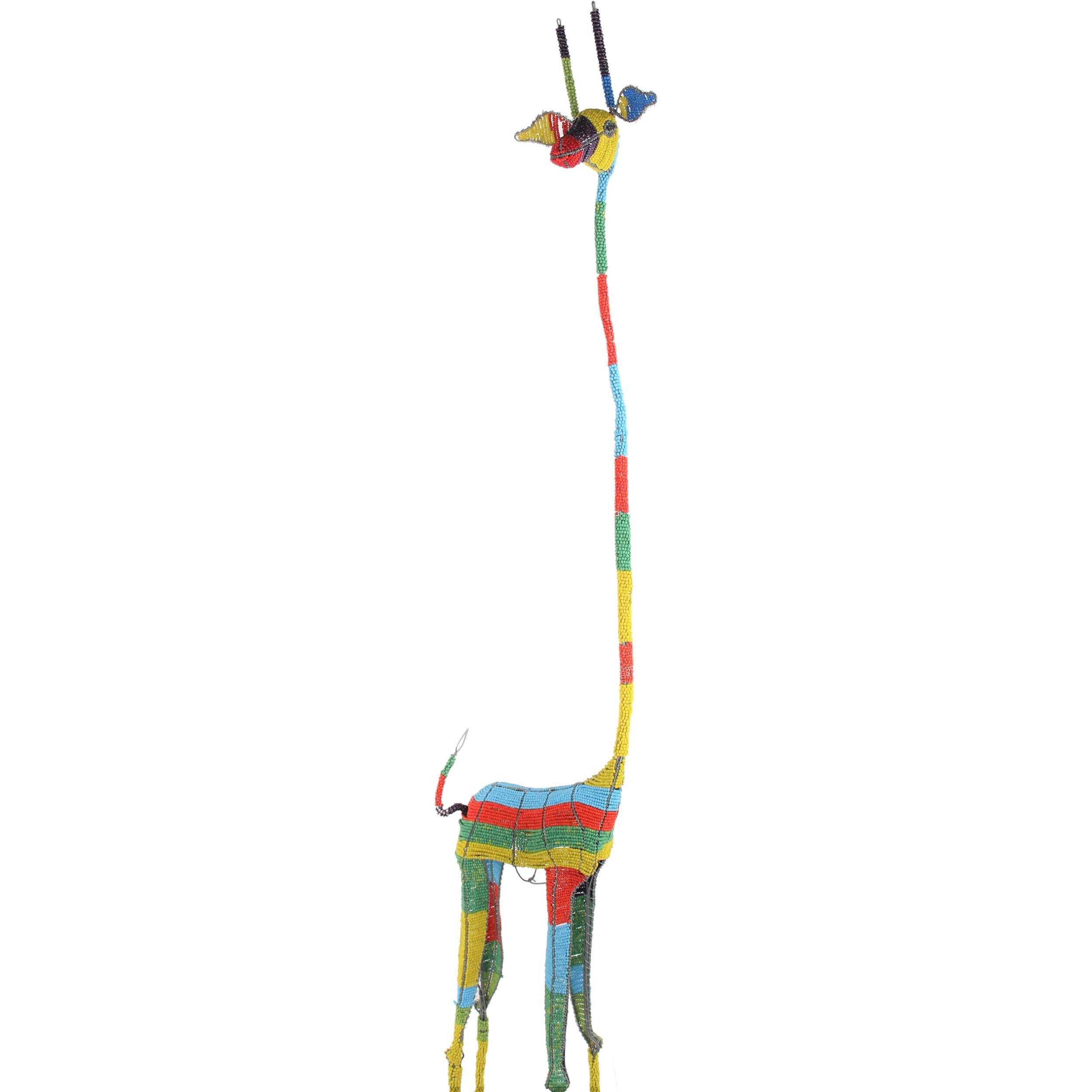 Shona Tribe Wire and Beaded Animals - Giraffe ~78.7" Tall - Wire and Beaded Animals