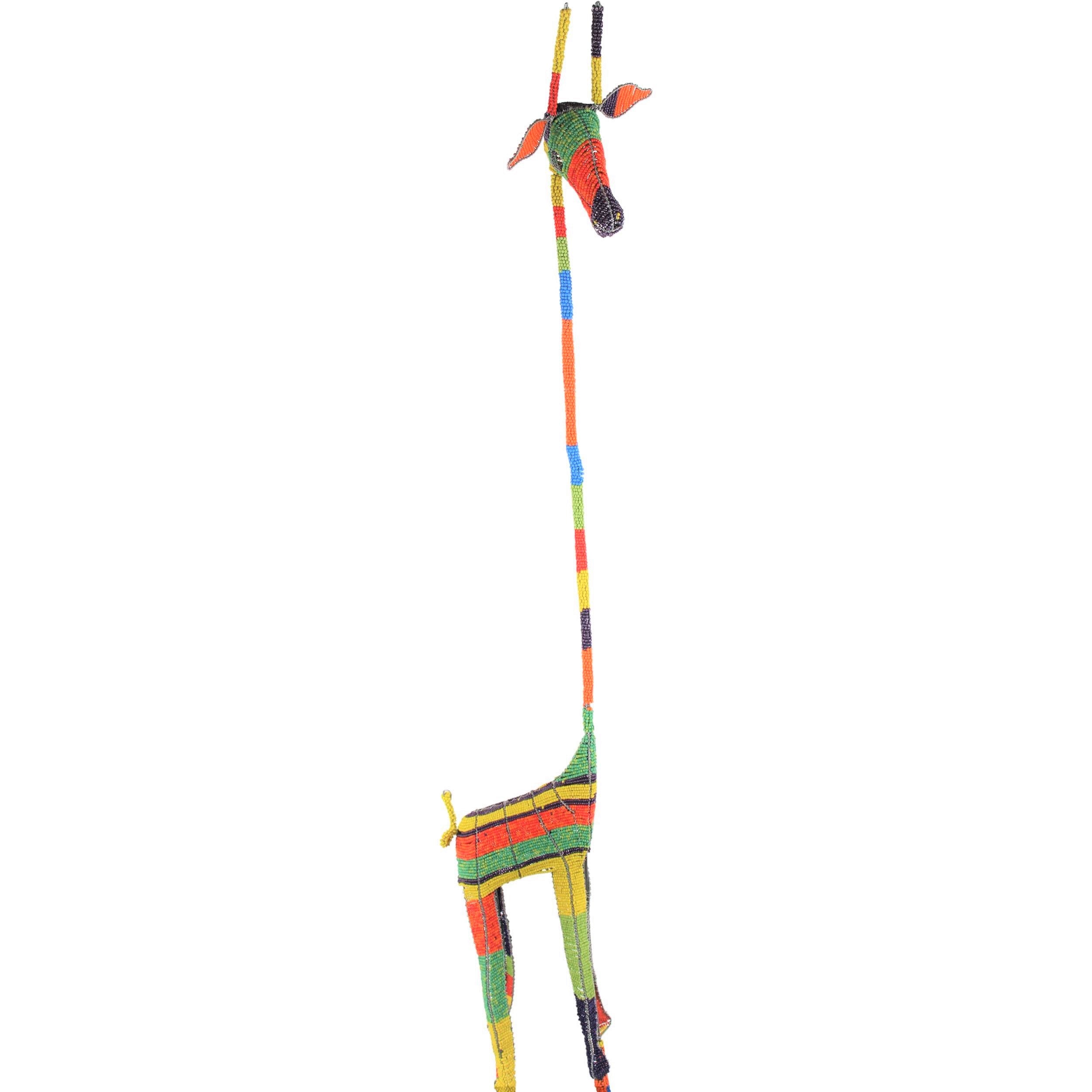 Shona Tribe Wire and Beaded Animals - Giraffe ~78.7" Tall - Wire and Beaded Animals