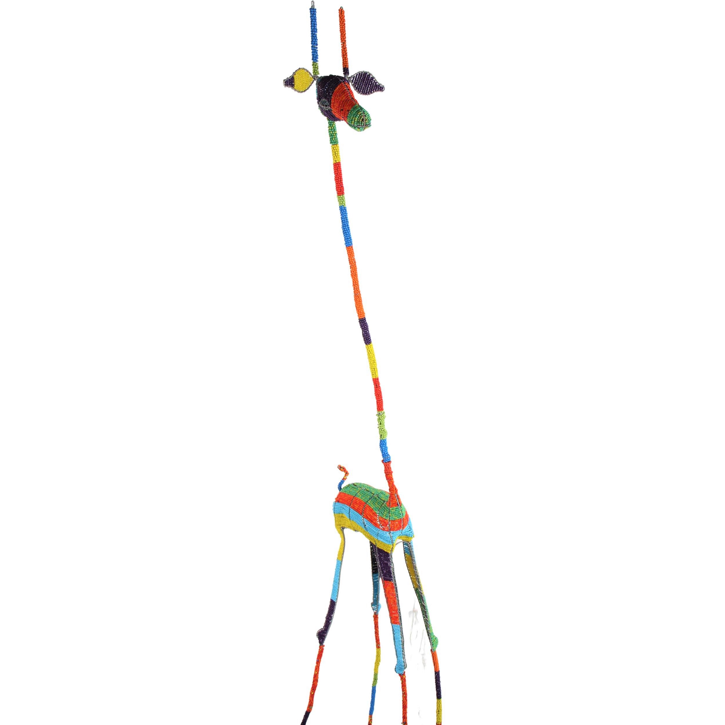 Shona Tribe Wire and Beaded Animals - Giraffe ~78.7" Tall - Wire and Beaded Animals