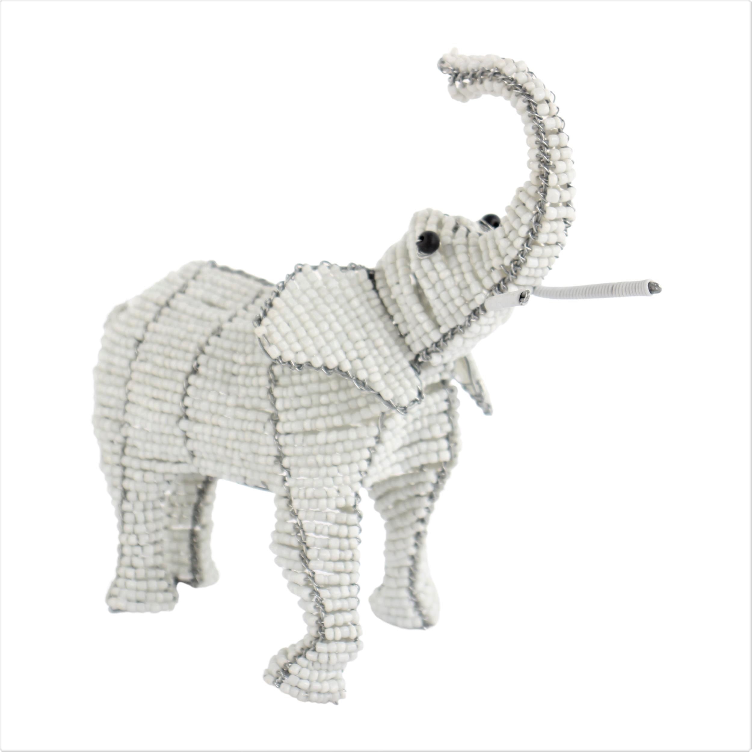 Shona Tribe Wire and Beaded Animals - Elephant ~5.9" Tall - Wire and Beaded Animals
