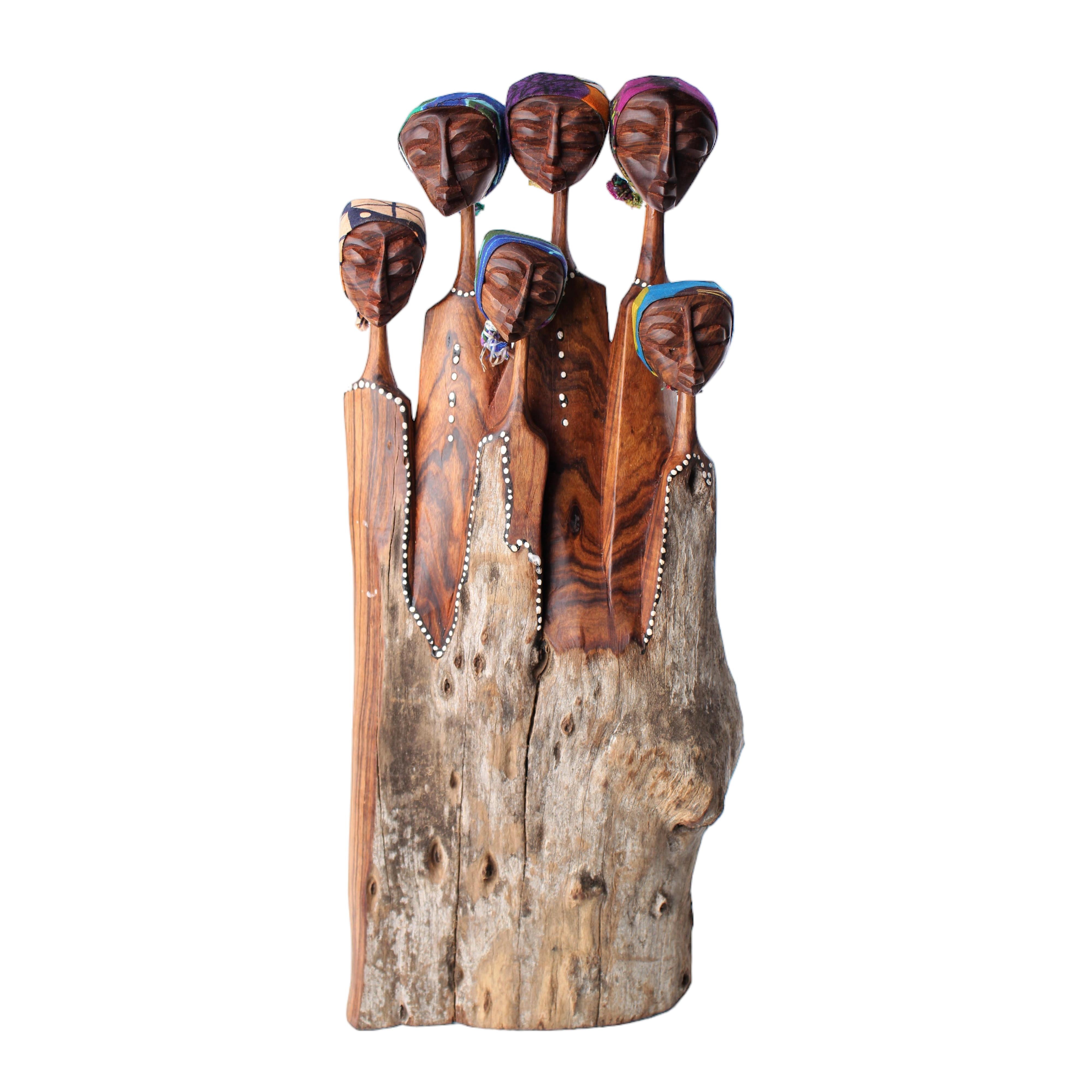 Makonde Tribe Wooden Families ~16.9" Tall - Wooden Families