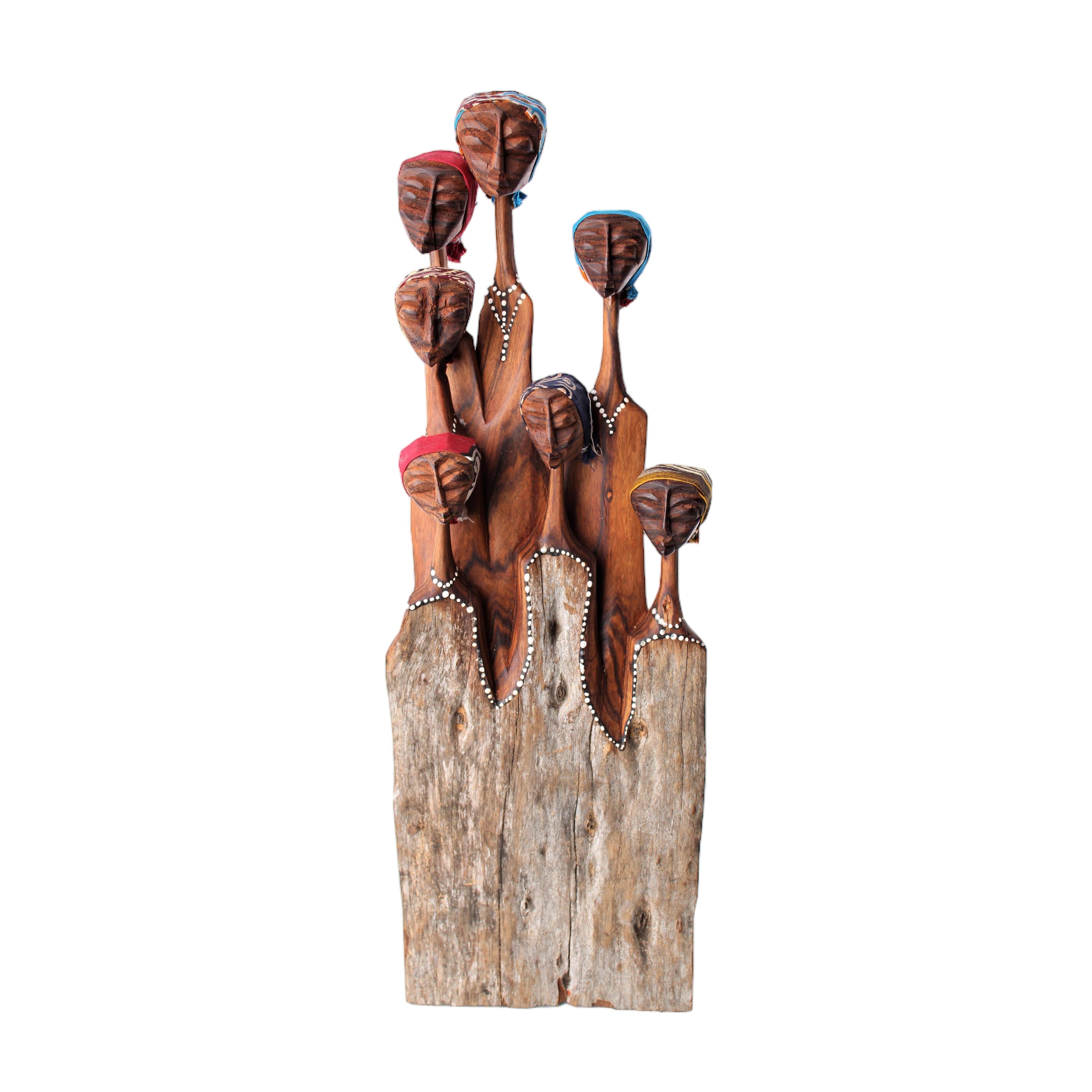 Makonde Tribe Wooden Families ~18.9" Tall - Wooden Families