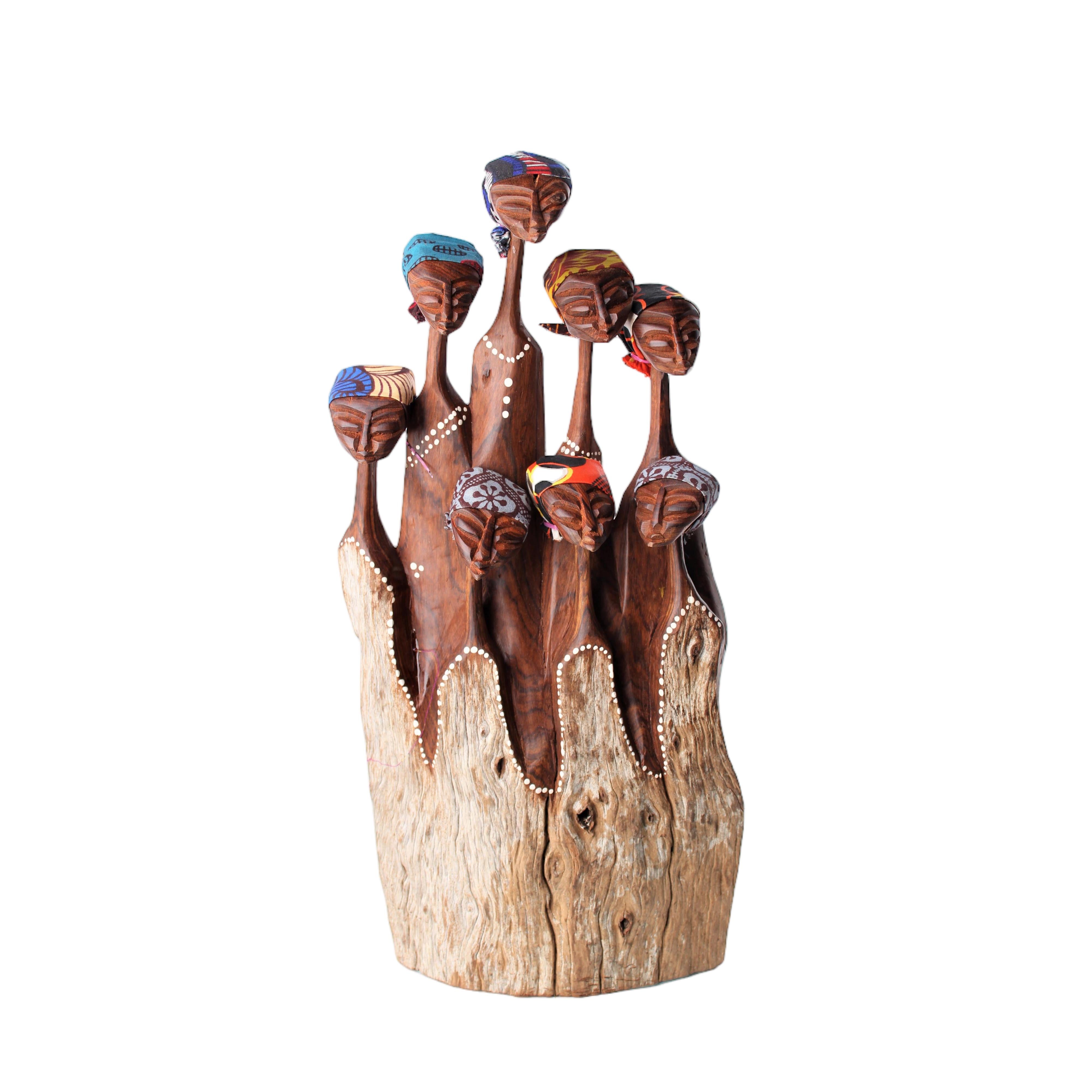 Makonde Tribe Wooden Families ~16.5" Tall - Wooden Families