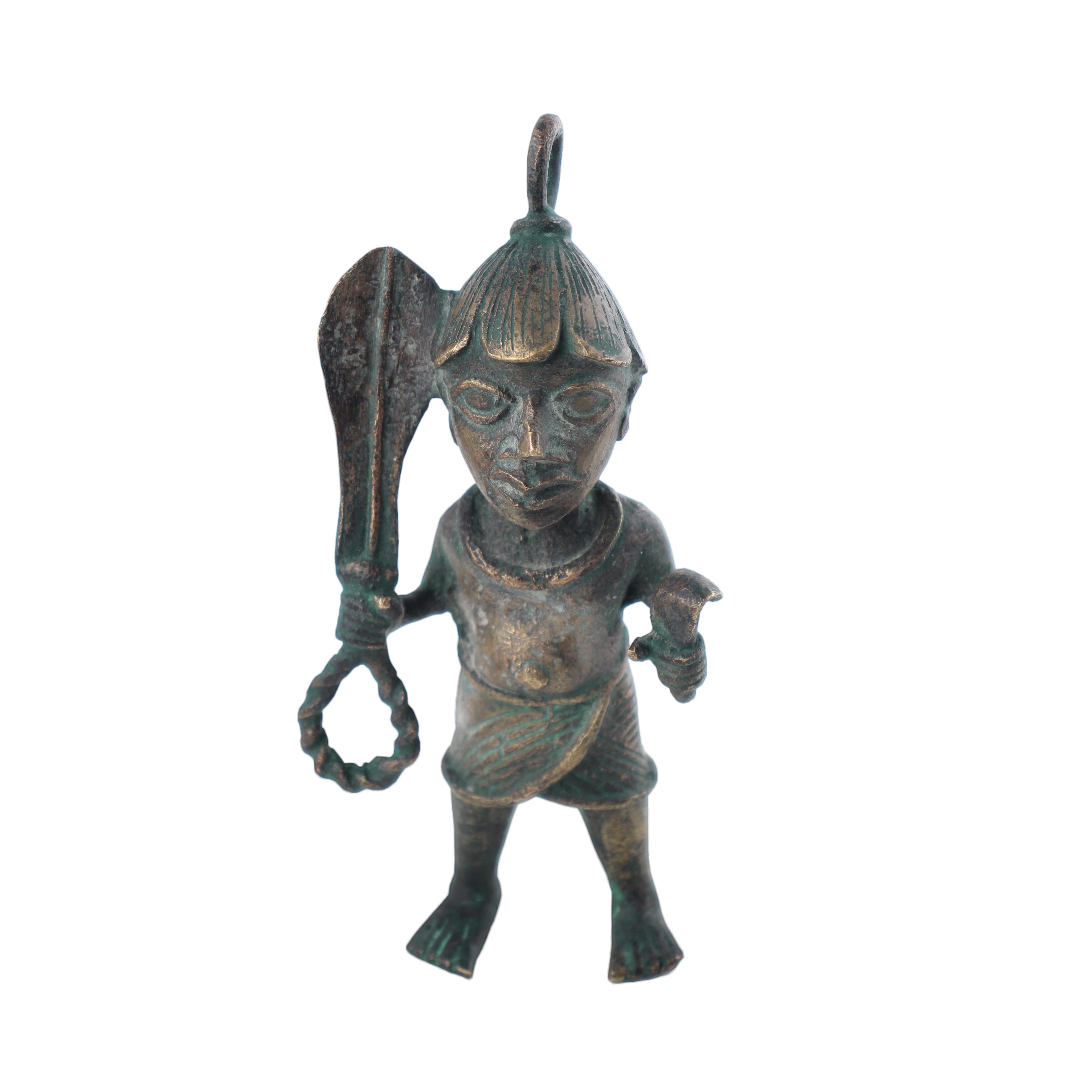 Edo Tribe Bronze Statue ~6.7" Tall