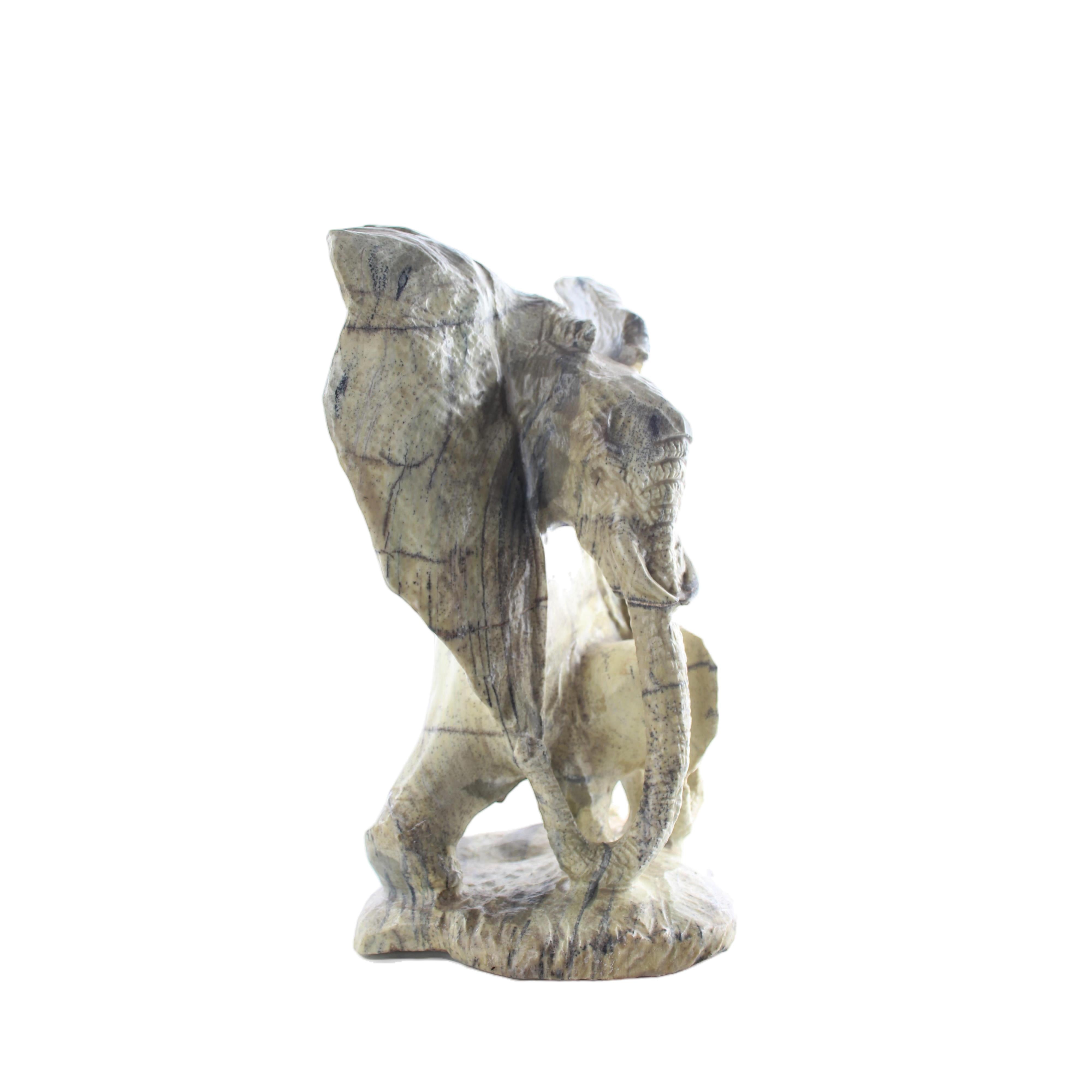 Shona Tribe Butter Jade Elephant ~10.6" Tall - Elephant