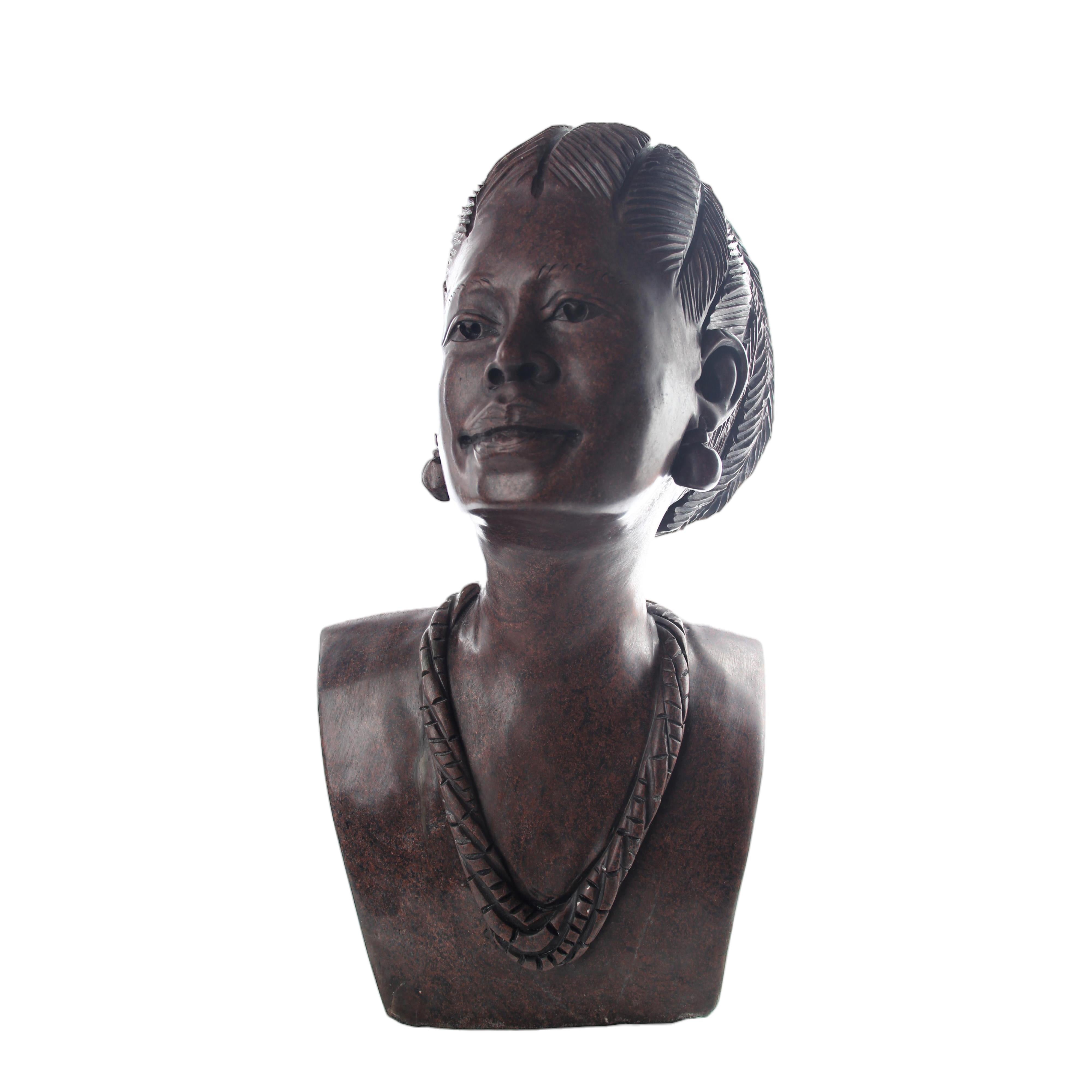 Shona Tribe Serpentine Stone Busts ~17.3" Tall - Busts