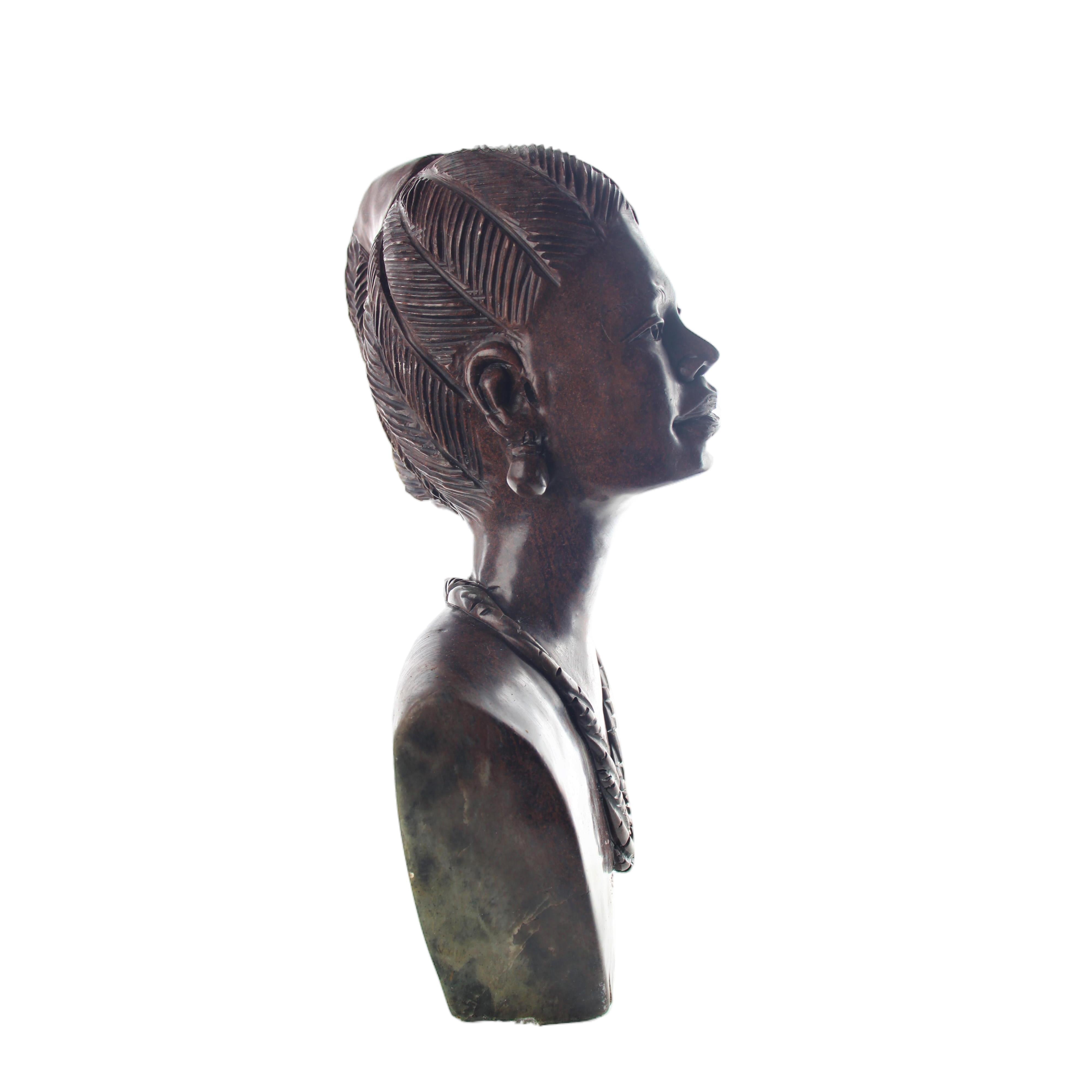 Shona Tribe Serpentine Stone Busts ~17.3" Tall - Busts