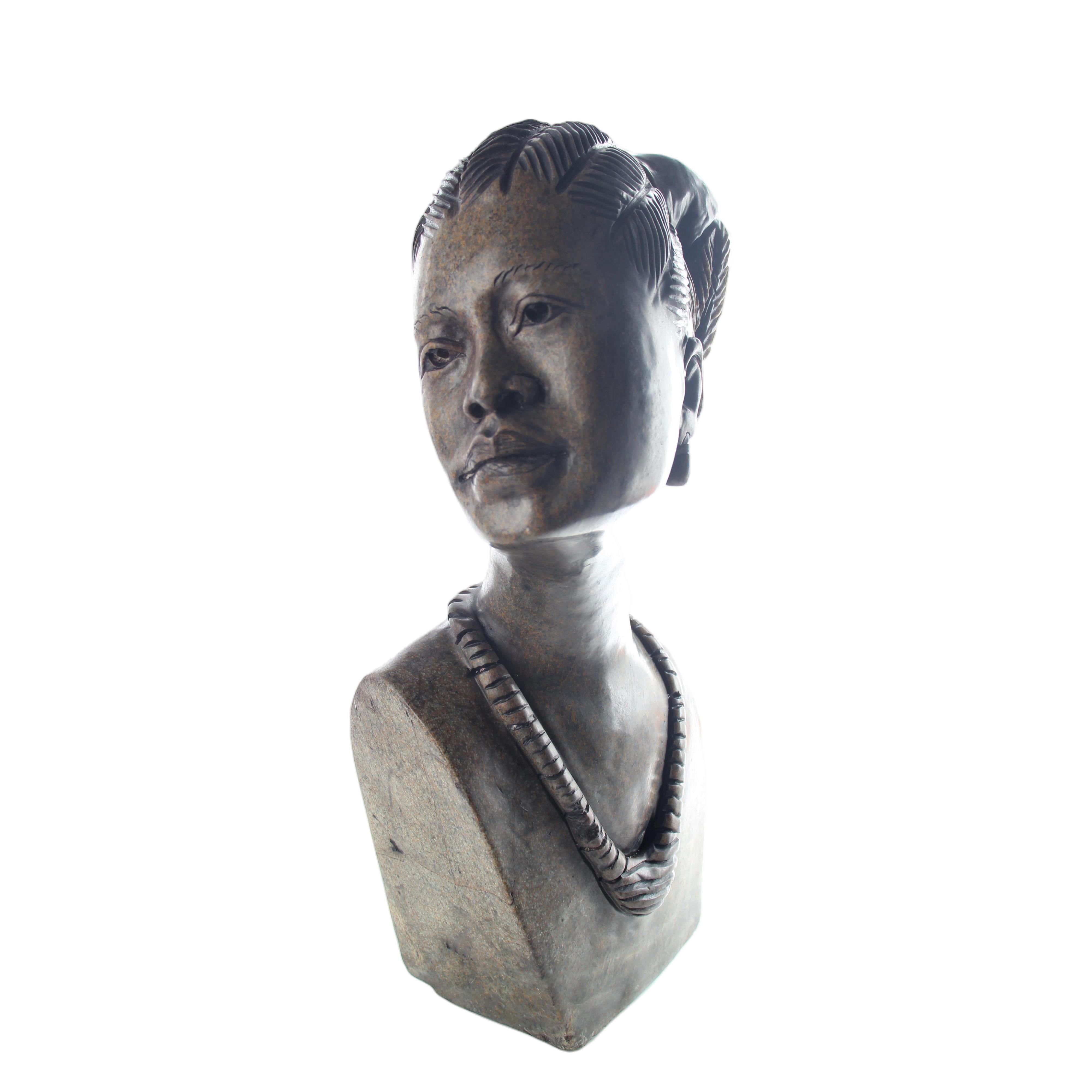 Shona Tribe Serpentine Stone Busts ~17.3" Tall - Busts