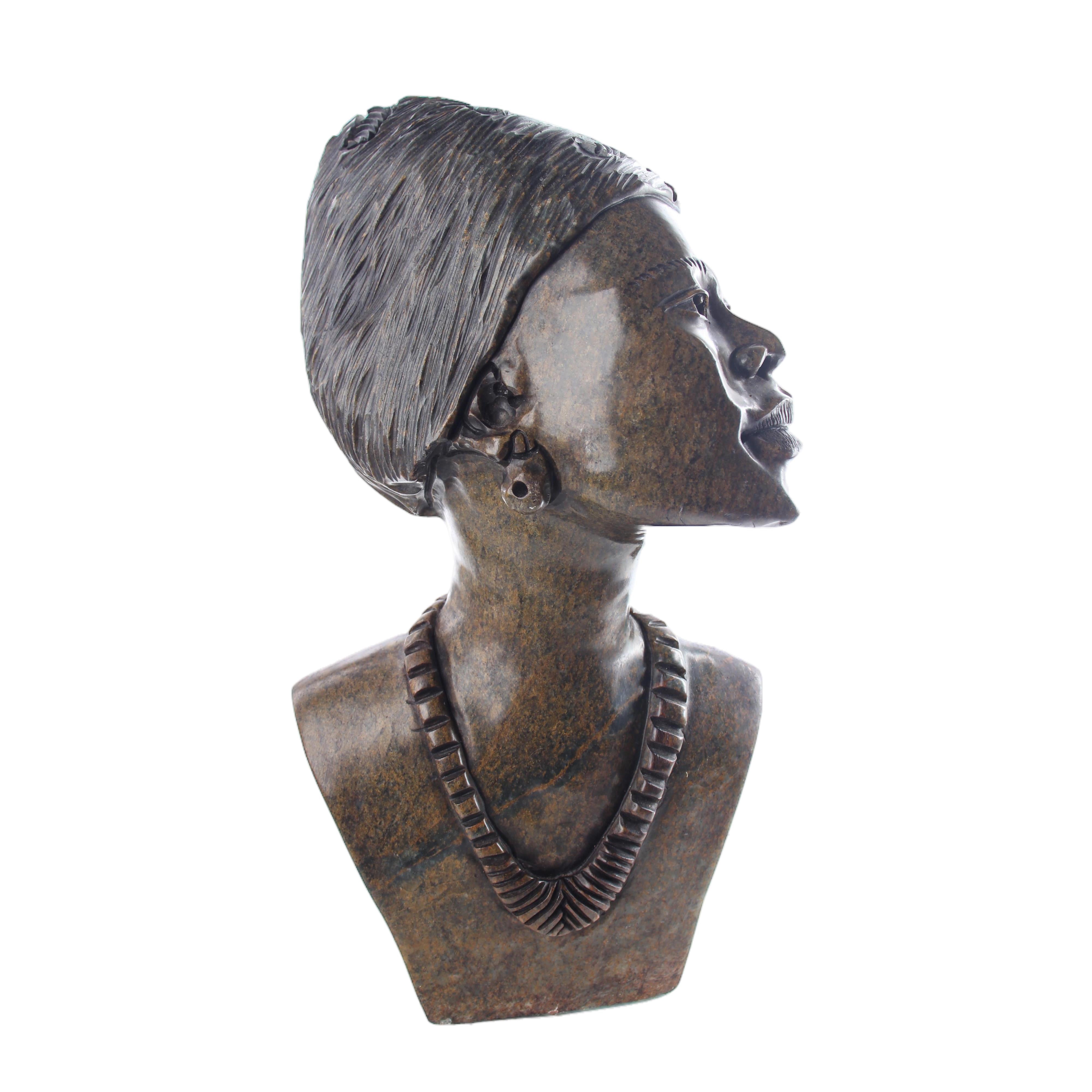 Shona Tribe Serpentine Stone Busts ~14.6" Tall - Busts