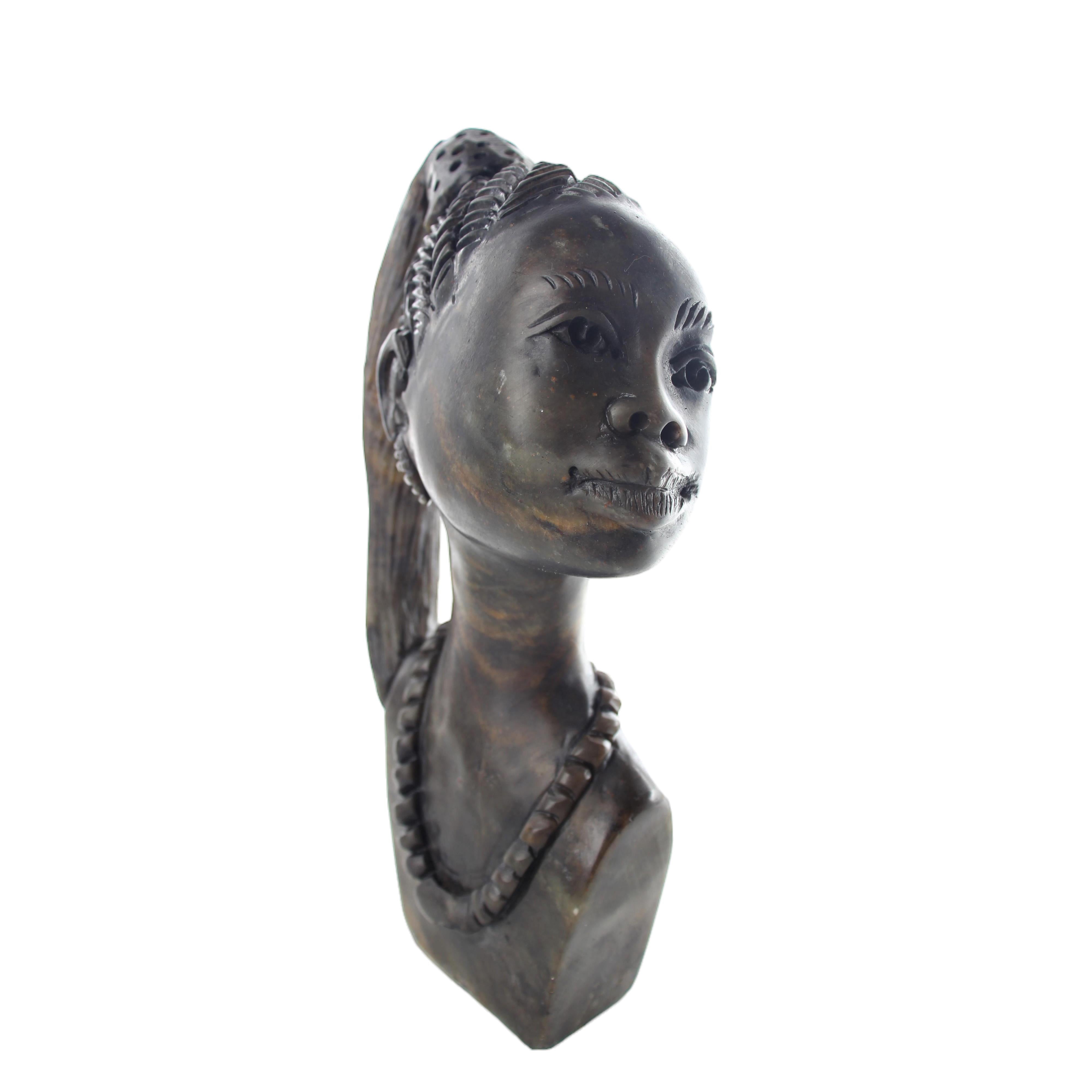 Shona Tribe Serpentine Stone Busts ~9.4" Tall - Busts
